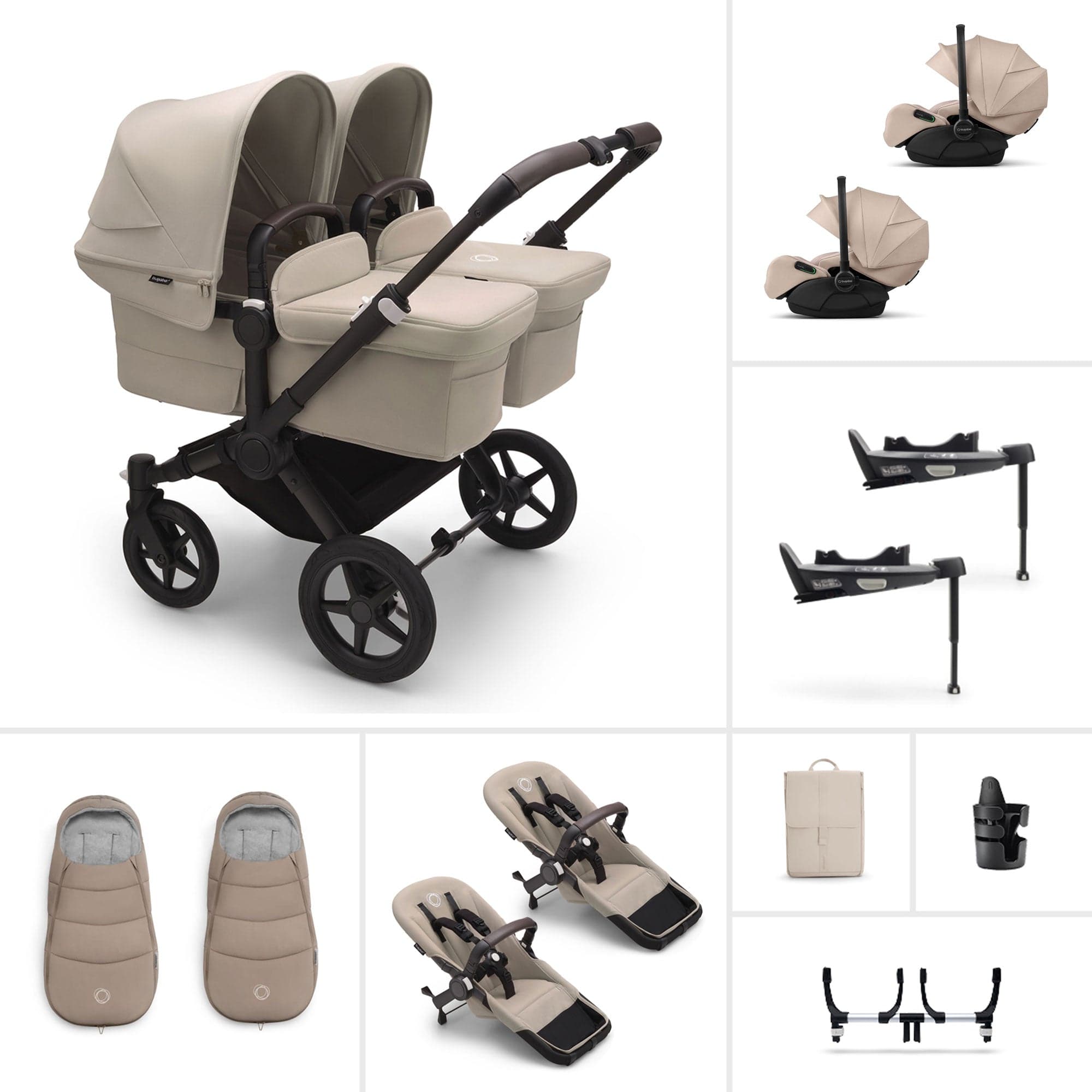 Bugaboo travel systems Bugaboo Donkey 5 Twin Ultimate Newborn Bundle - Desert Taupe 17680-DES-TPE-2