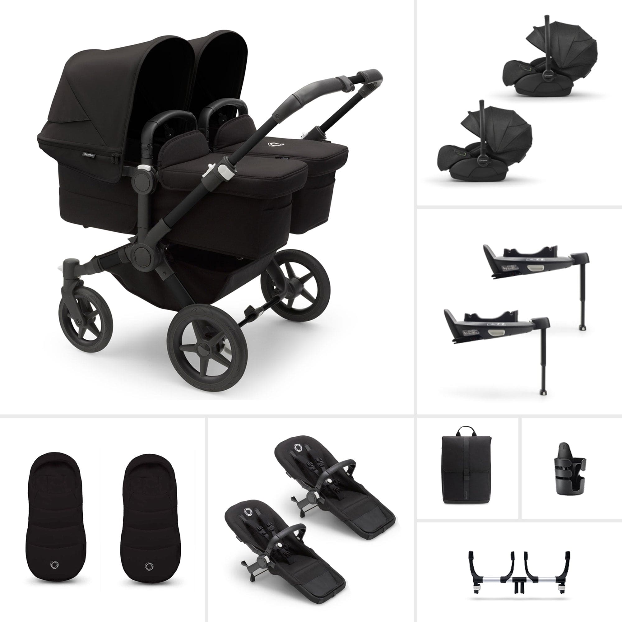 Bugaboo travel systems Bugaboo Donkey 5 Twin Ultimate Newborn Bundle - Midnight Black 17680-MID-BLK