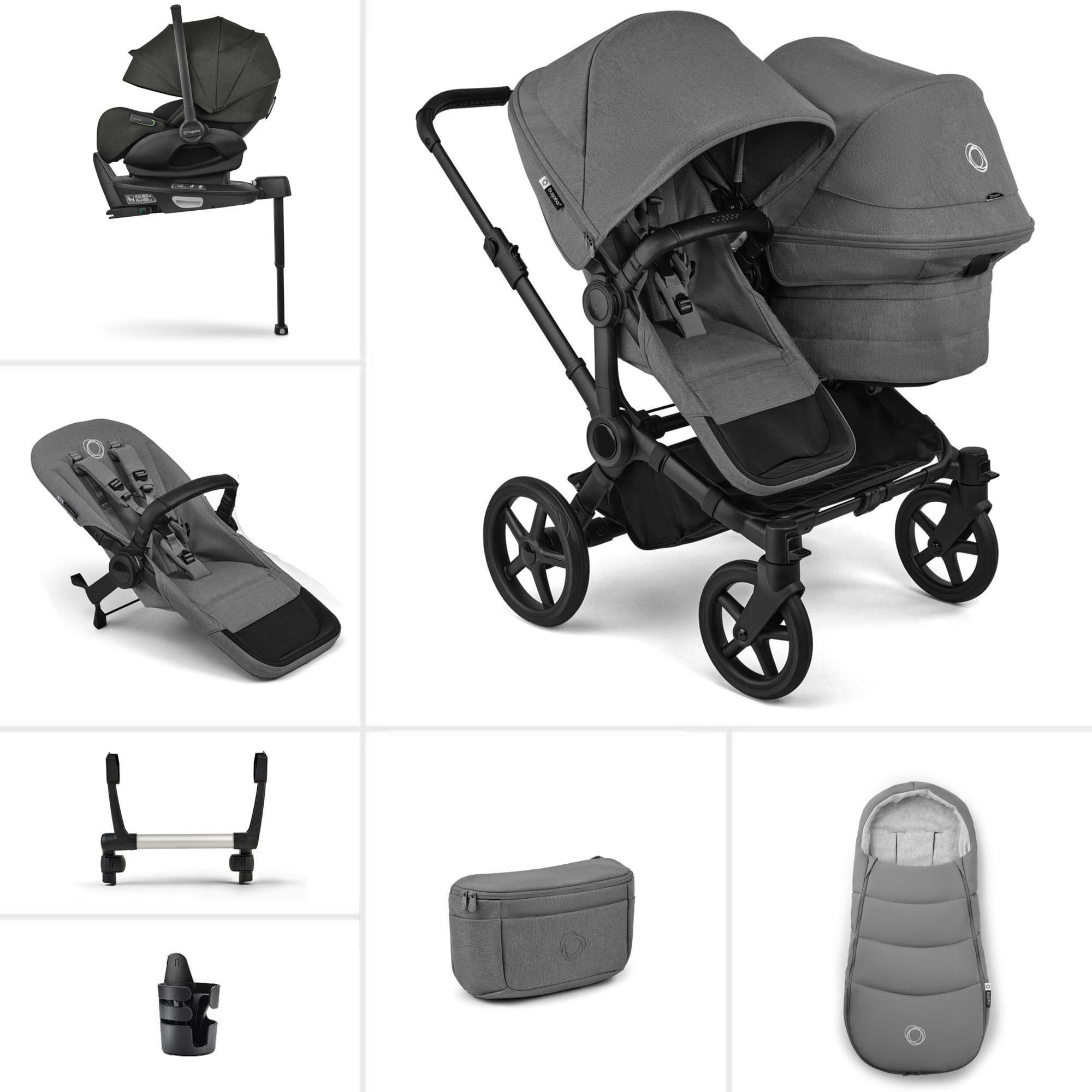 Bugaboo Travel Systems Bugaboo Donkey 6 Double Ultimate Newborn Bundle - Moon Grey 21673-MOO-GRY