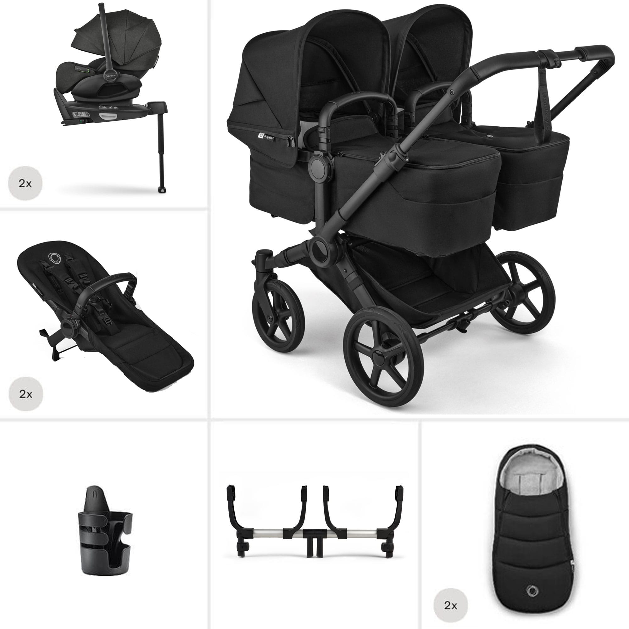 Bugaboo Travel Systems Bugaboo Donkey 6 Twin Ultimate Newborn Bundle - Heritage Black 21687-HER-BLK