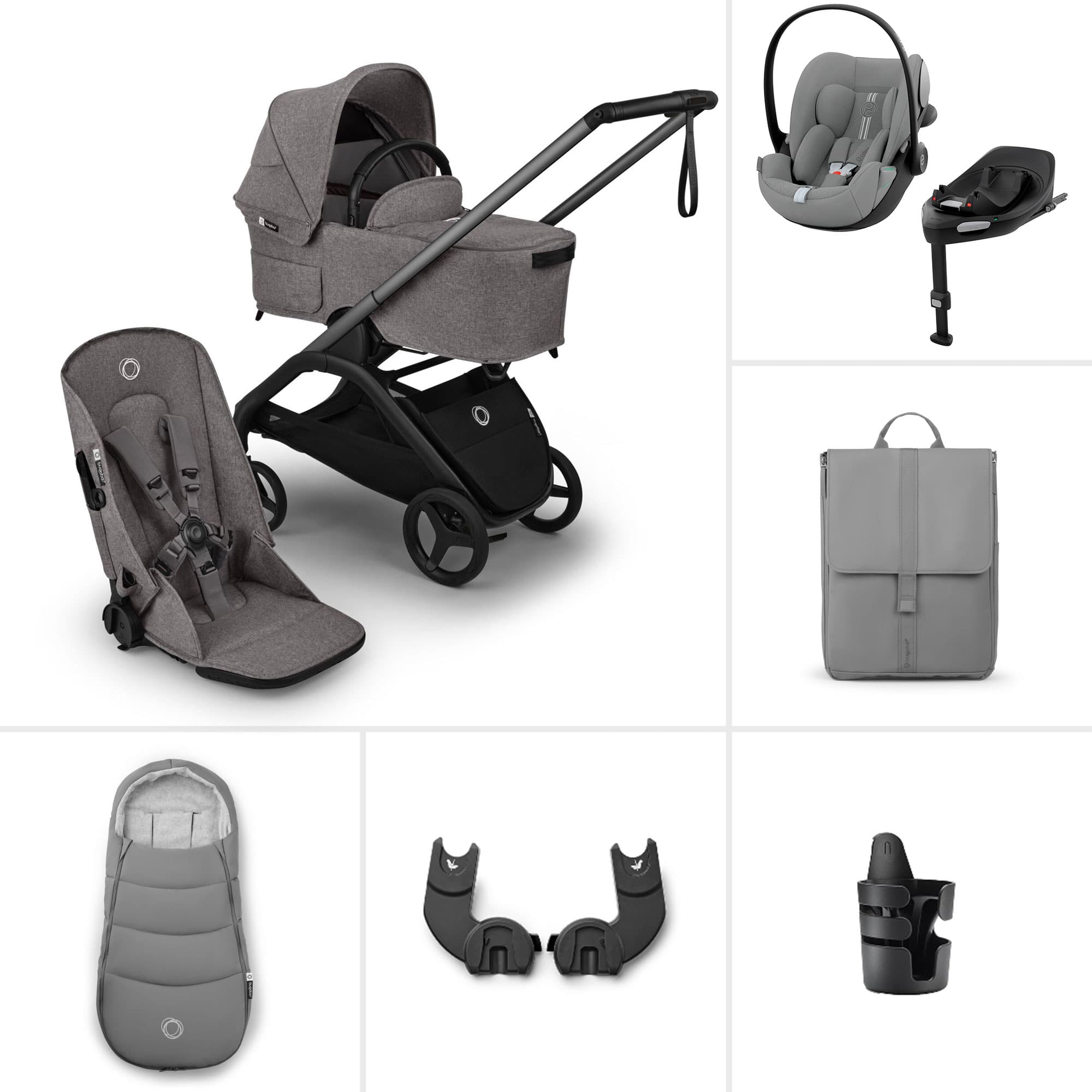 Bugaboo travel systems Bugaboo Dragonfly Plus Ultimate Cybex Travel System - Grey Melange BUG-DFLY-PLUS-GRY-4