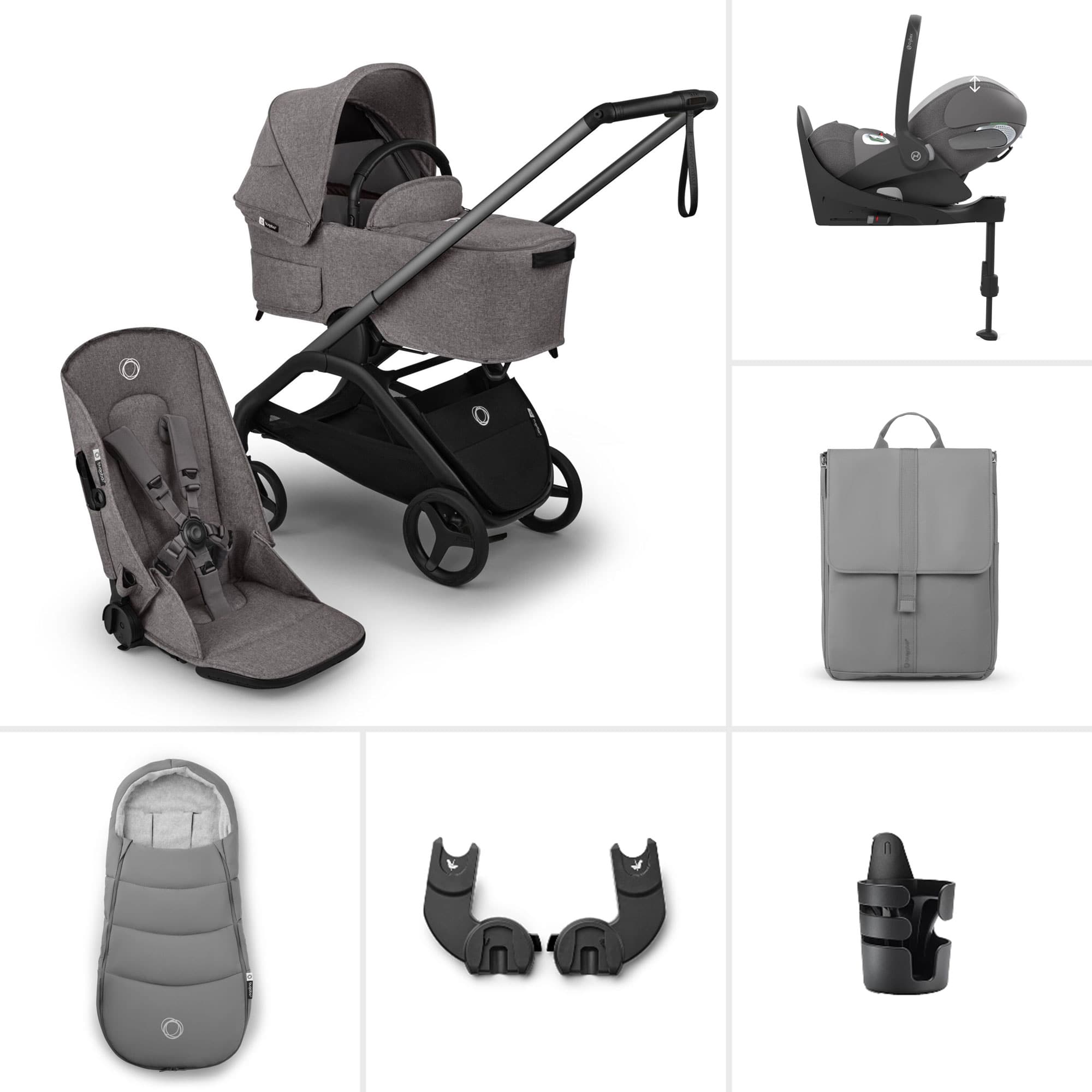 Bugaboo travel systems Bugaboo Dragonfly Plus Ultimate Cybex Travel System - Grey Melange BUG-DFLY-PLUS-GRY-5