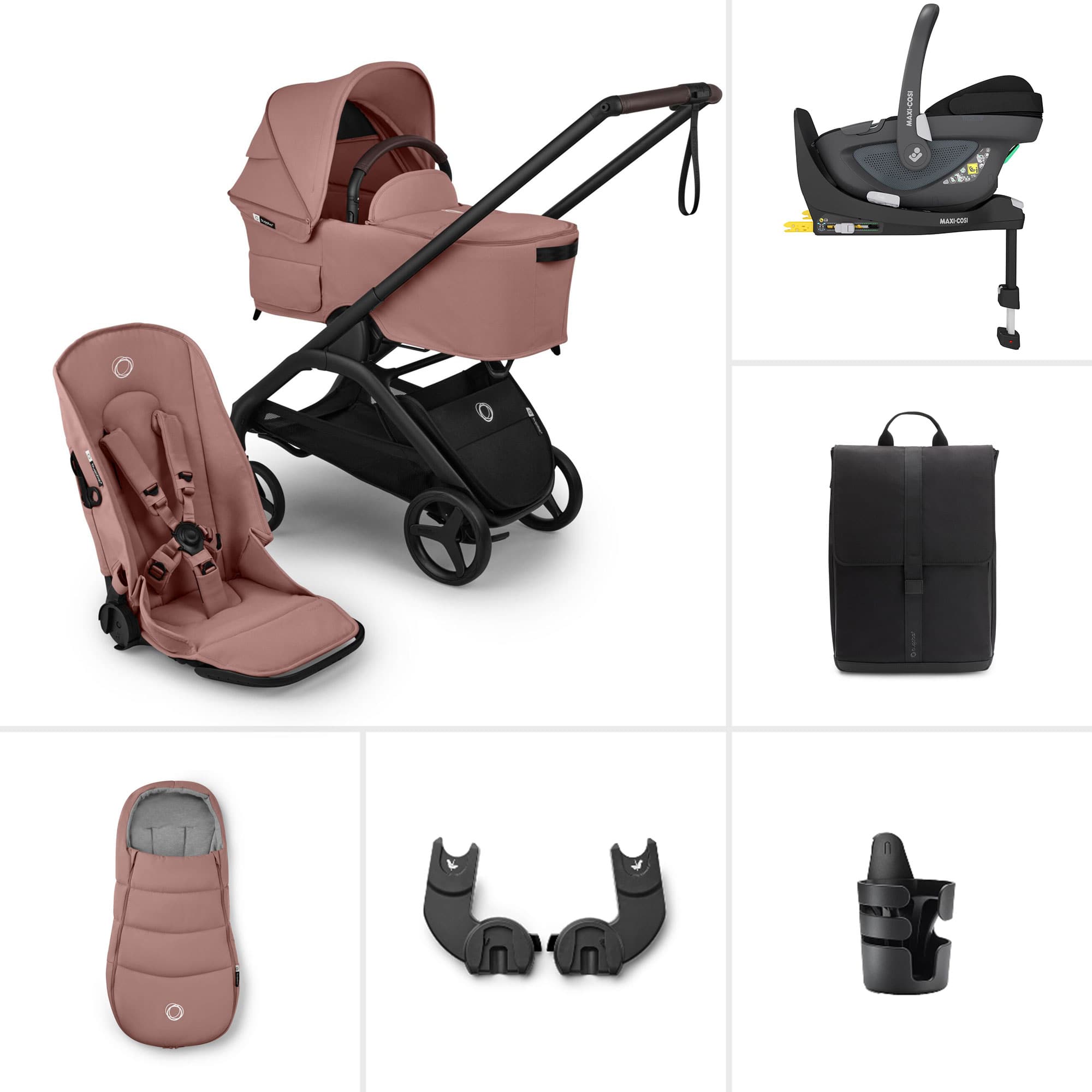 Bugaboo travel systems Bugaboo Dragonfly Plus Ultimate Maxi-Cosi Travel System - Dusty Pink BUG-DFLY-PLUS-PNK-2