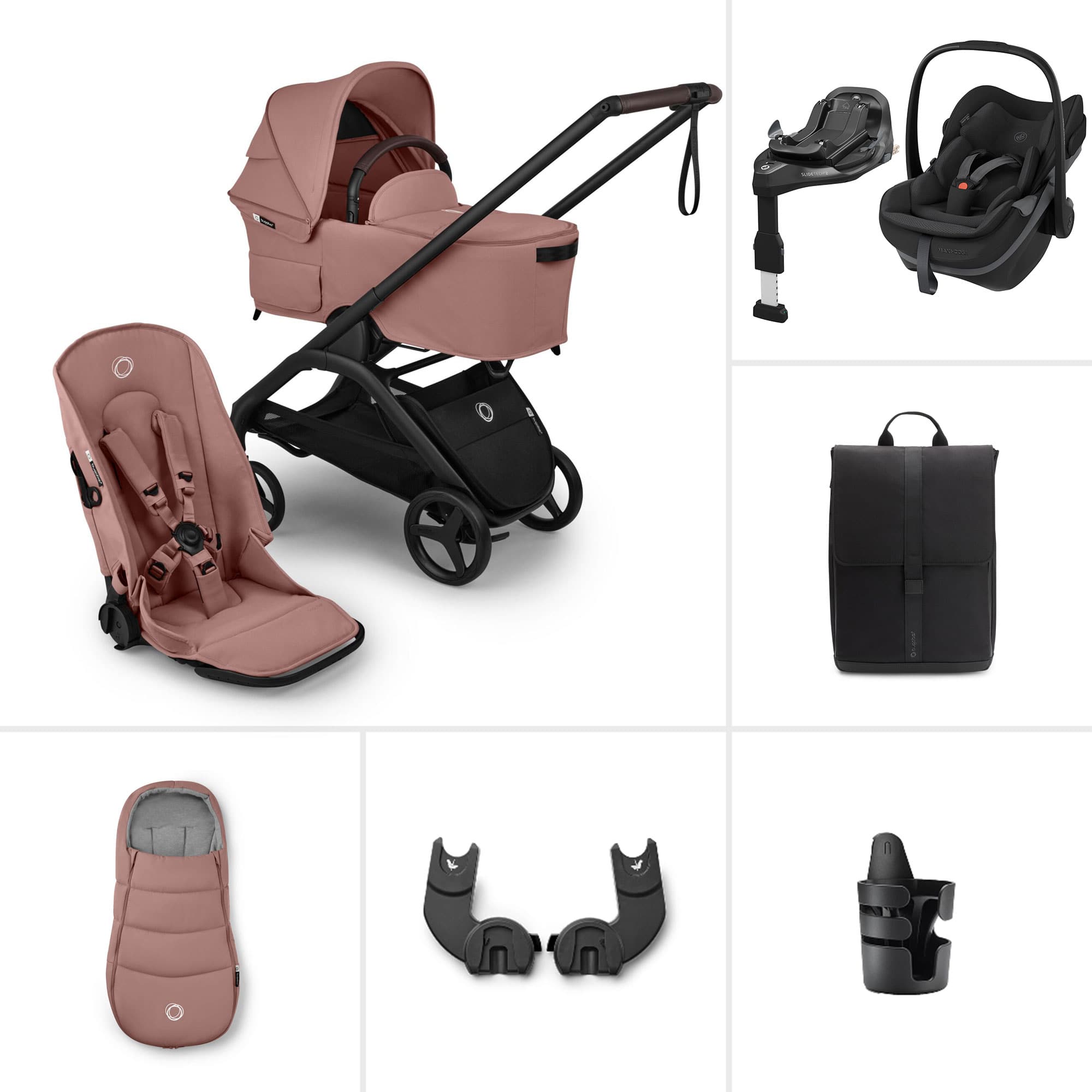 Bugaboo travel systems Bugaboo Dragonfly Plus Ultimate Maxi-Cosi Travel System - Dusty Pink BUG-DFLY-PLUS-PNK-3