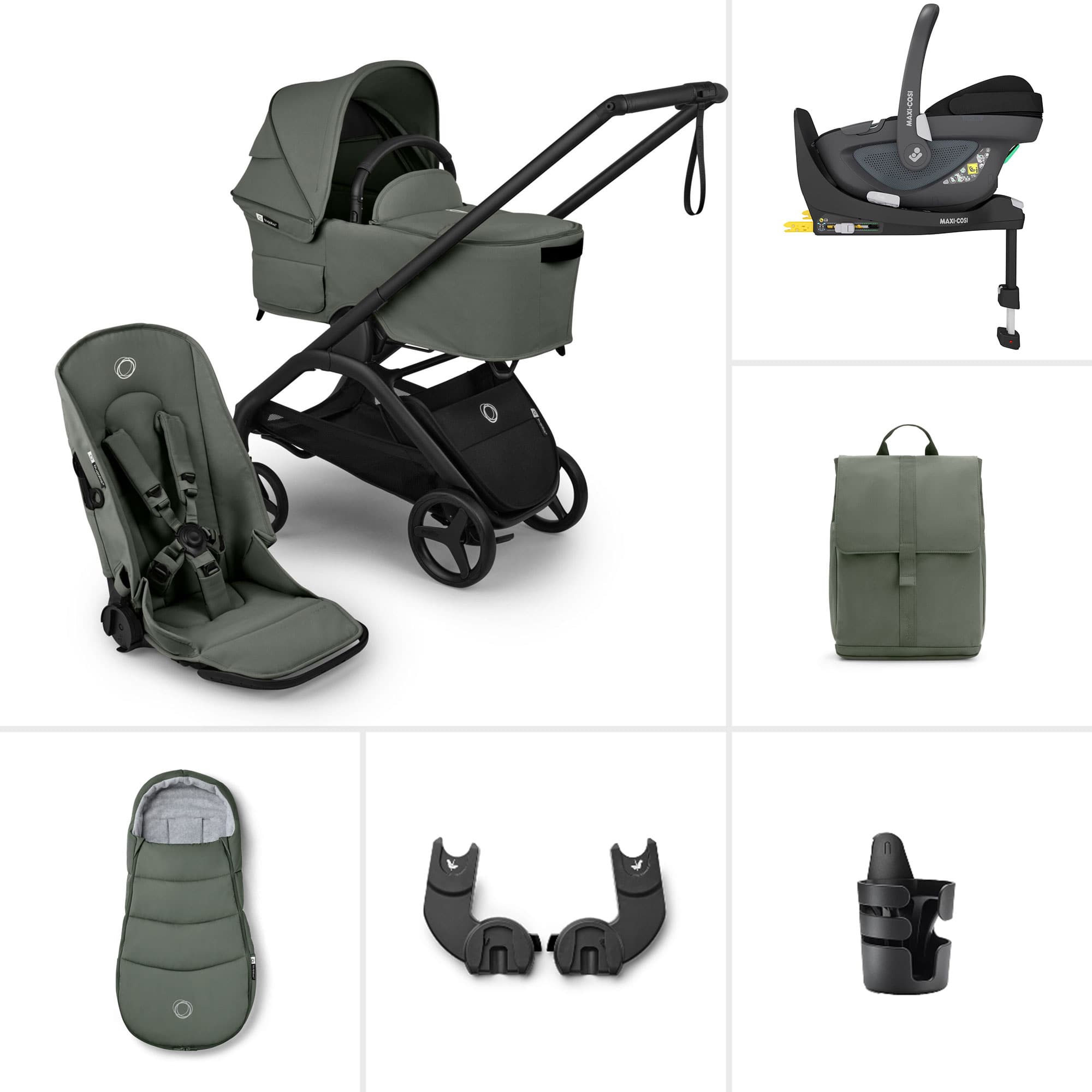 Bugaboo travel systems Bugaboo Dragonfly Plus Ultimate Maxi-Cosi Travel System - Forest Green BUG-DFLY-PLUS-GRN-2