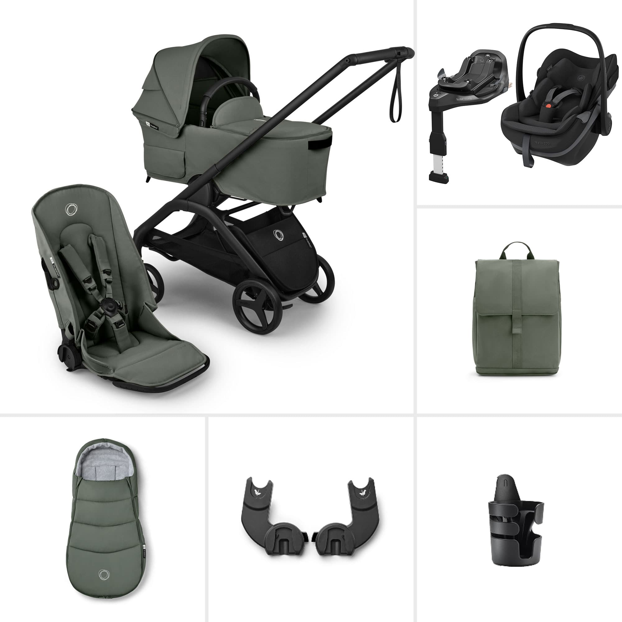 Bugaboo travel systems Bugaboo Dragonfly Plus Ultimate Maxi-Cosi Travel System - Forest Green BUG-DFLY-PLUS-GRN-3