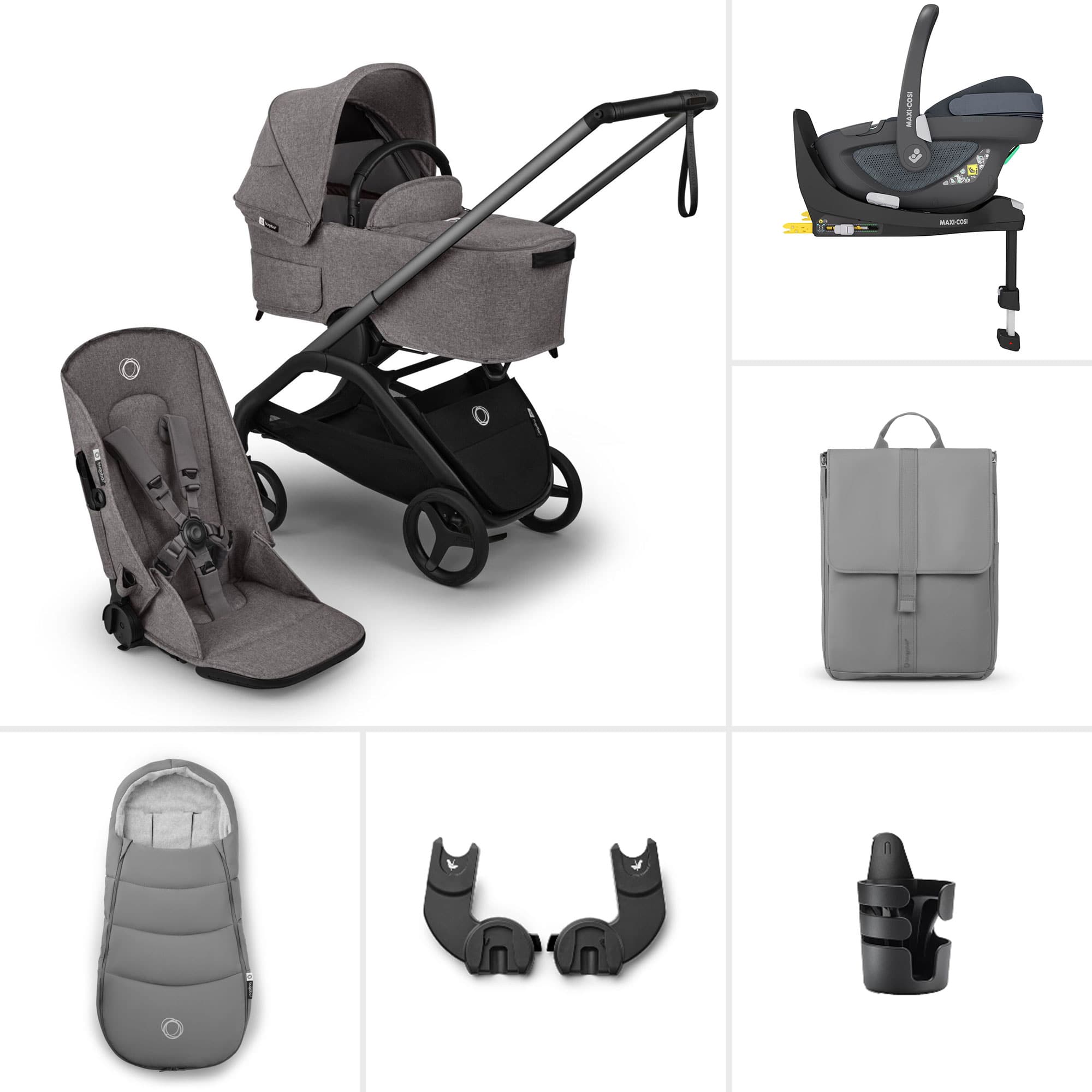 Bugaboo travel systems Bugaboo Dragonfly Plus Ultimate Maxi-Cosi Travel System - Grey Melange BUG-DFLY-PLUS-GRY-2