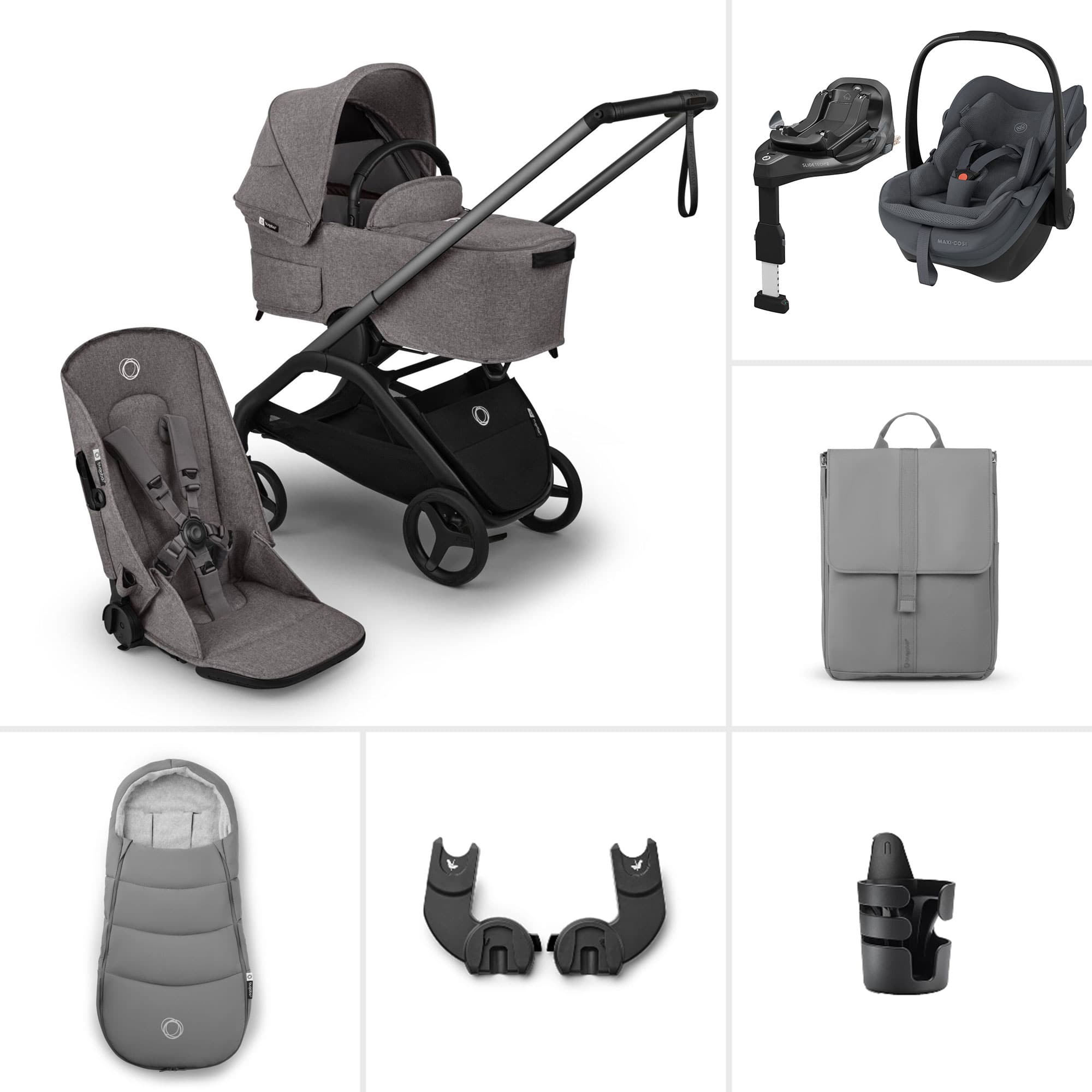 Bugaboo travel systems Bugaboo Dragonfly Plus Ultimate Maxi-Cosi Travel System - Grey Melange BUG-DFLY-PLUS-GRY-3