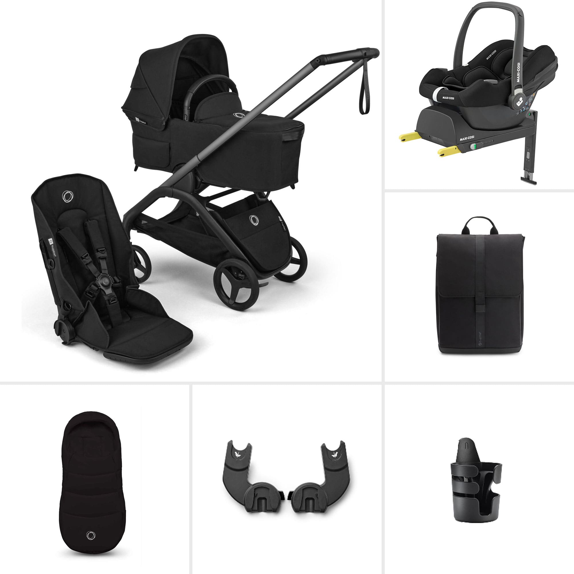 Bugaboo travel systems Bugaboo Dragonfly Plus Ultimate Maxi-Cosi Travel System - Heritage Black BUG-DFLY-PLUS-BLK-1