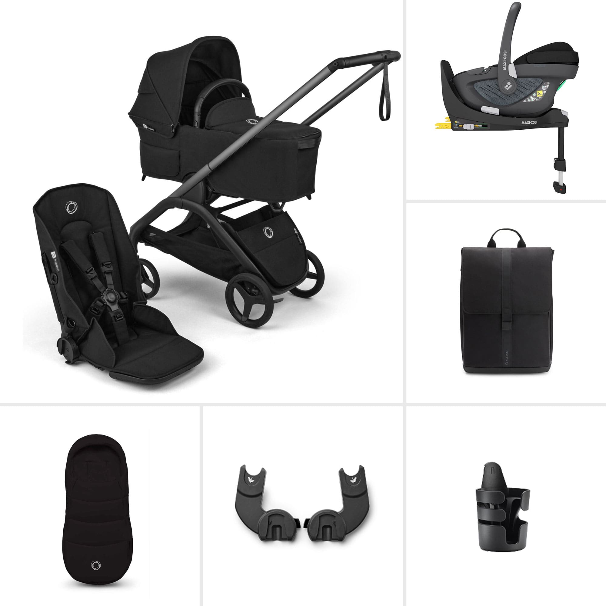 Bugaboo travel systems Bugaboo Dragonfly Plus Ultimate Maxi-Cosi Travel System - Heritage Black BUG-DFLY-PLUS-BLK-2