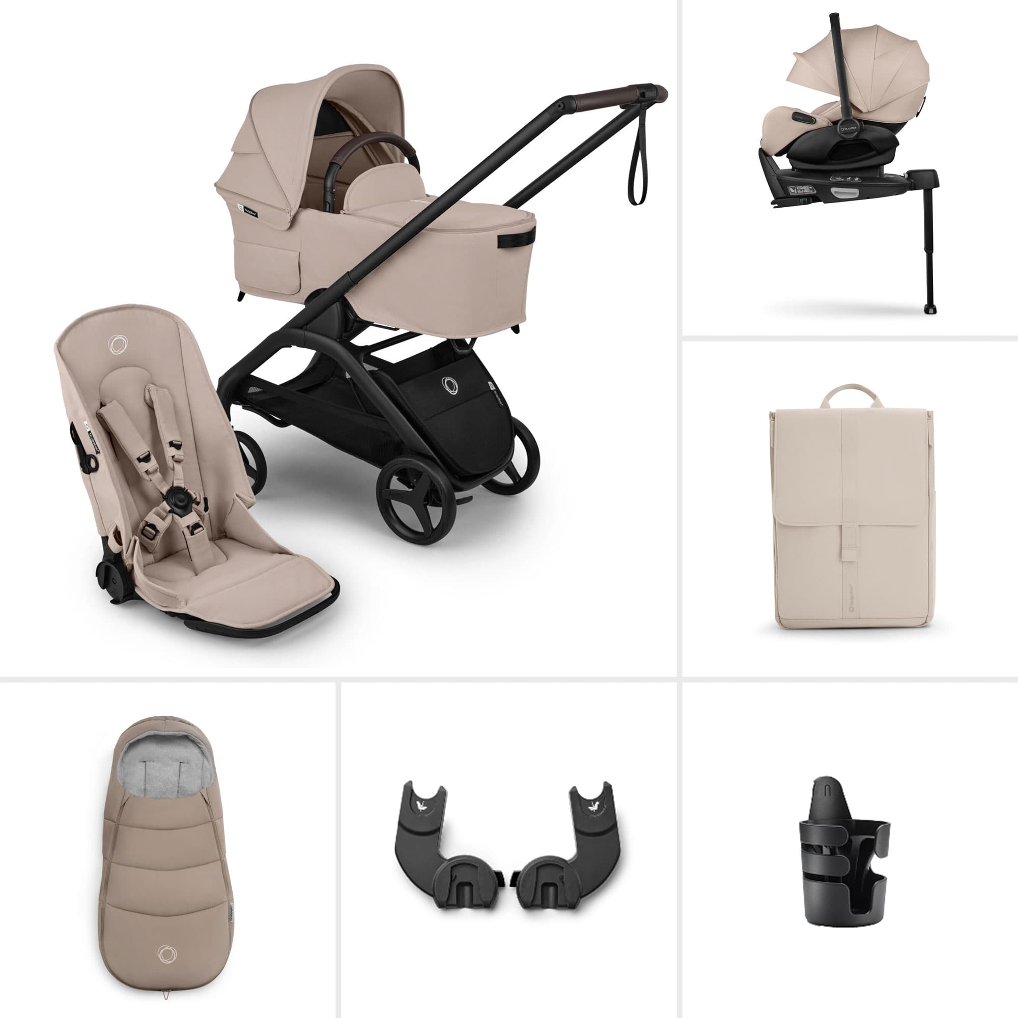 Bugaboo travel systems Bugaboo Dragonfly Plus Ultimate Newborn Bundle - Desert Taupe BUG-DFLY-PLUS-ULT-2