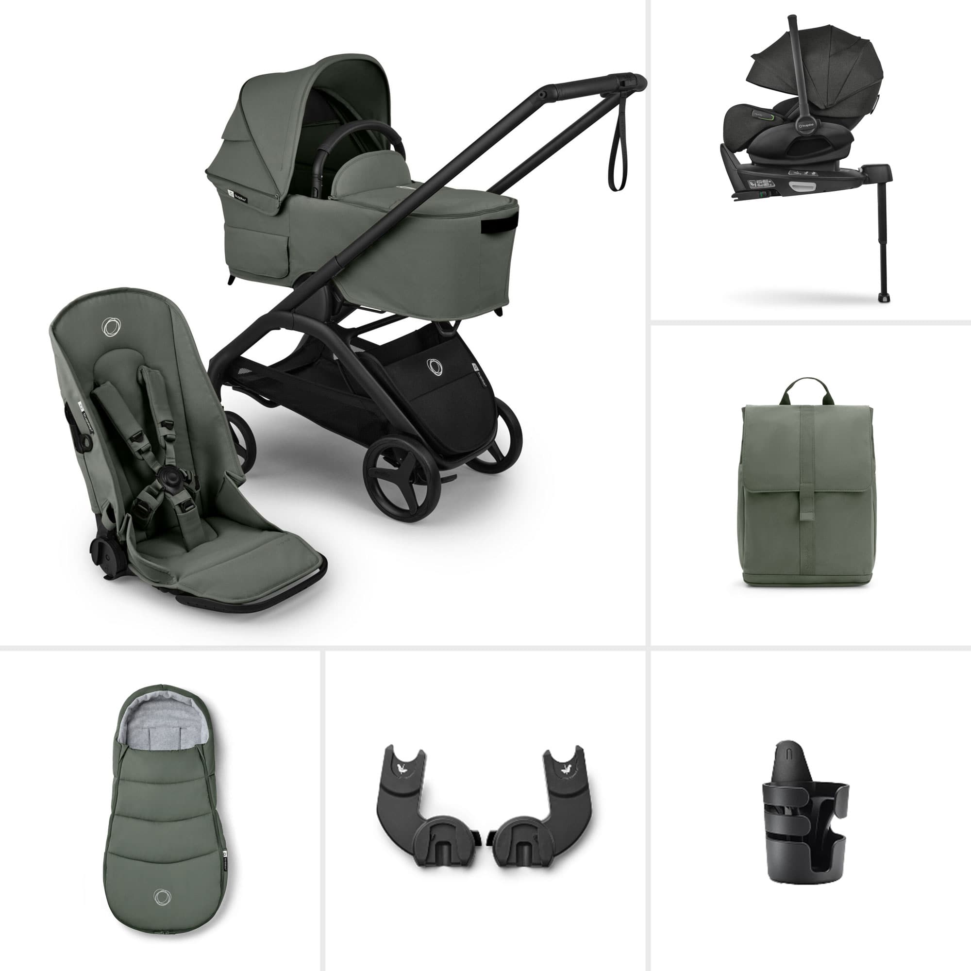 Bugaboo travel systems Bugaboo Dragonfly Plus Ultimate Newborn Bundle - Forest Green BUG-DFLY-PLUS-ULT-5