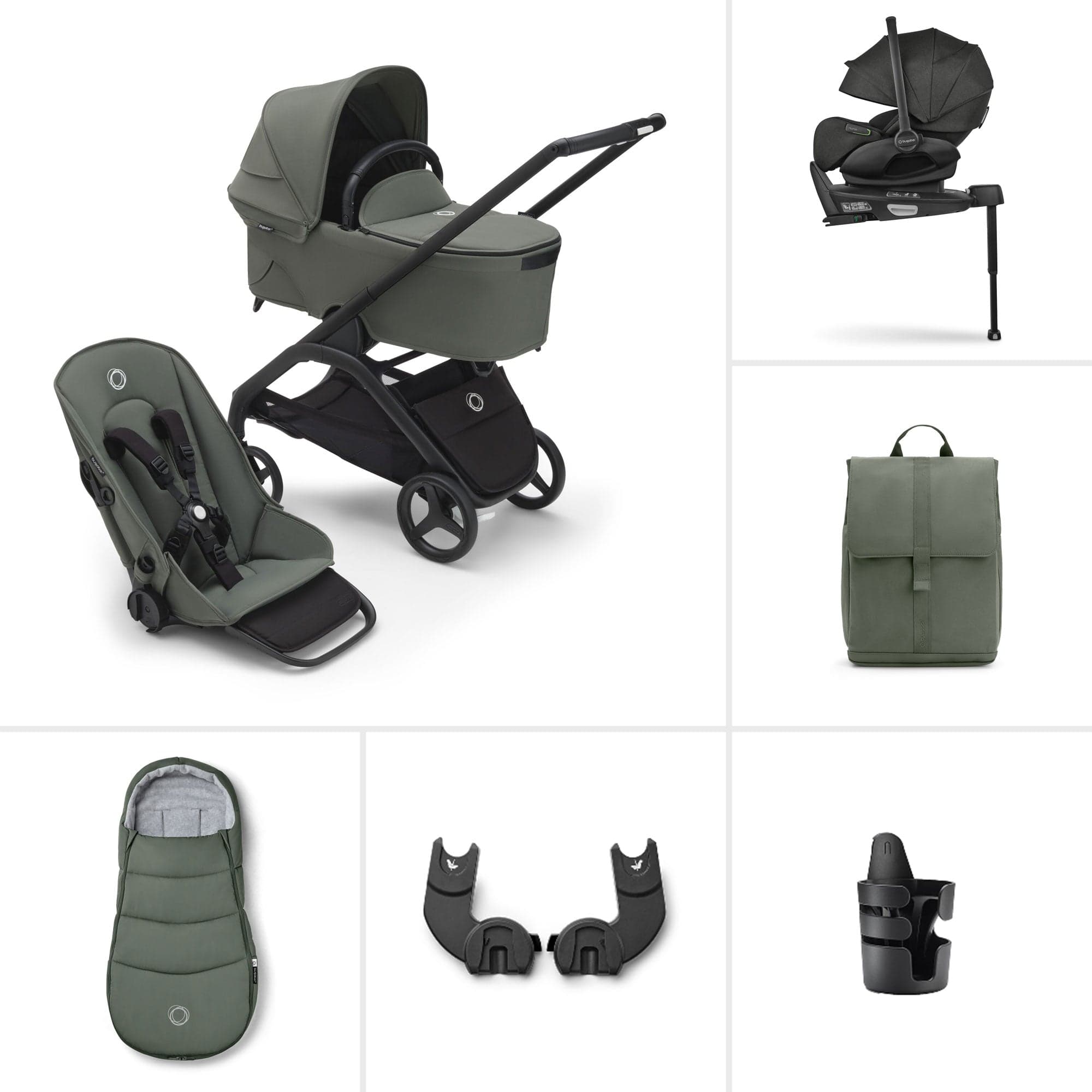 Bugaboo travel systems Bugaboo Dragonfly Ultimate Bundle - Black/Forest Green 13810-BLK-FOR-GRN