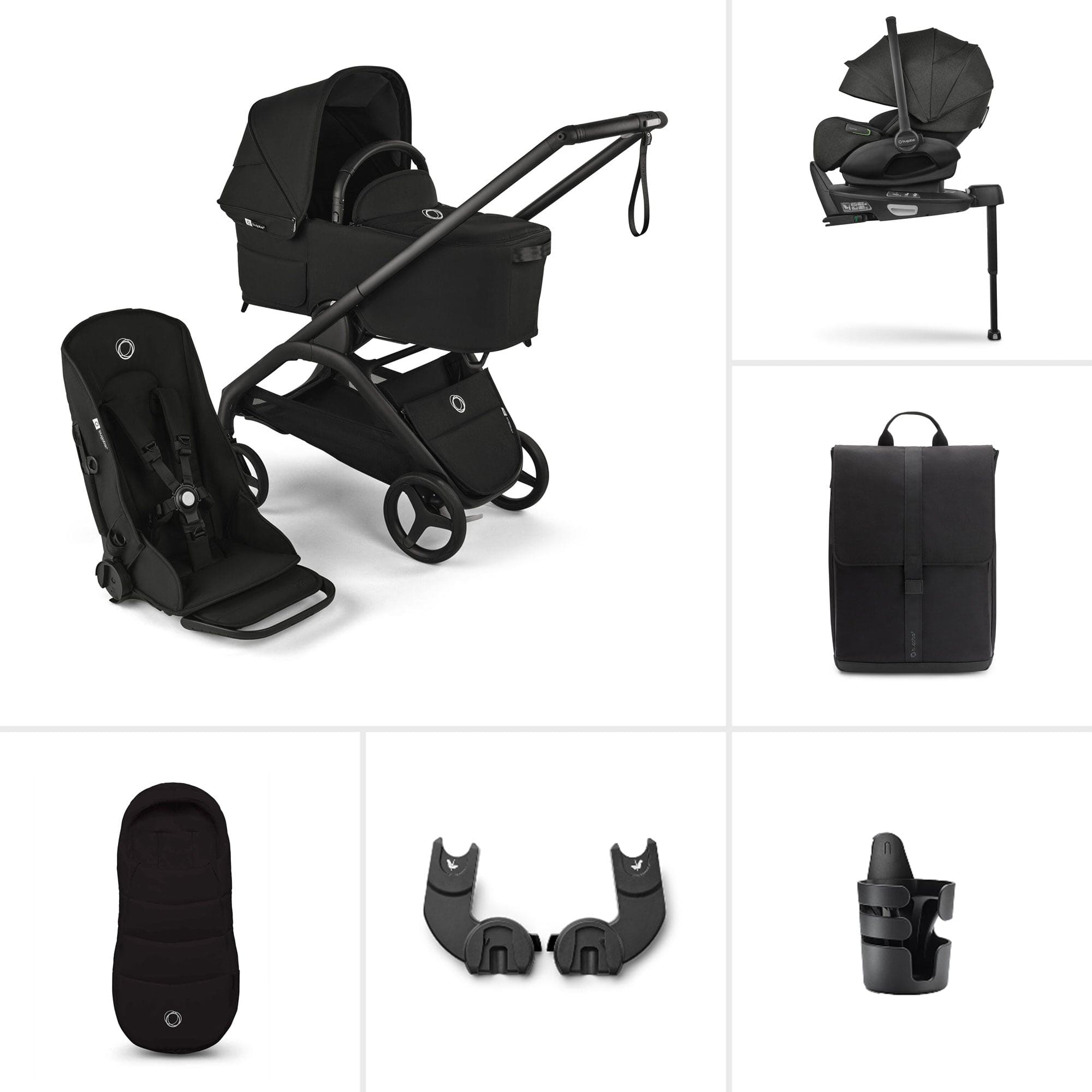 Bugaboo travel systems Bugaboo Dragonfly Ultimate Bundle - Black/Midnight Black 13809-BLK-MID-BLK