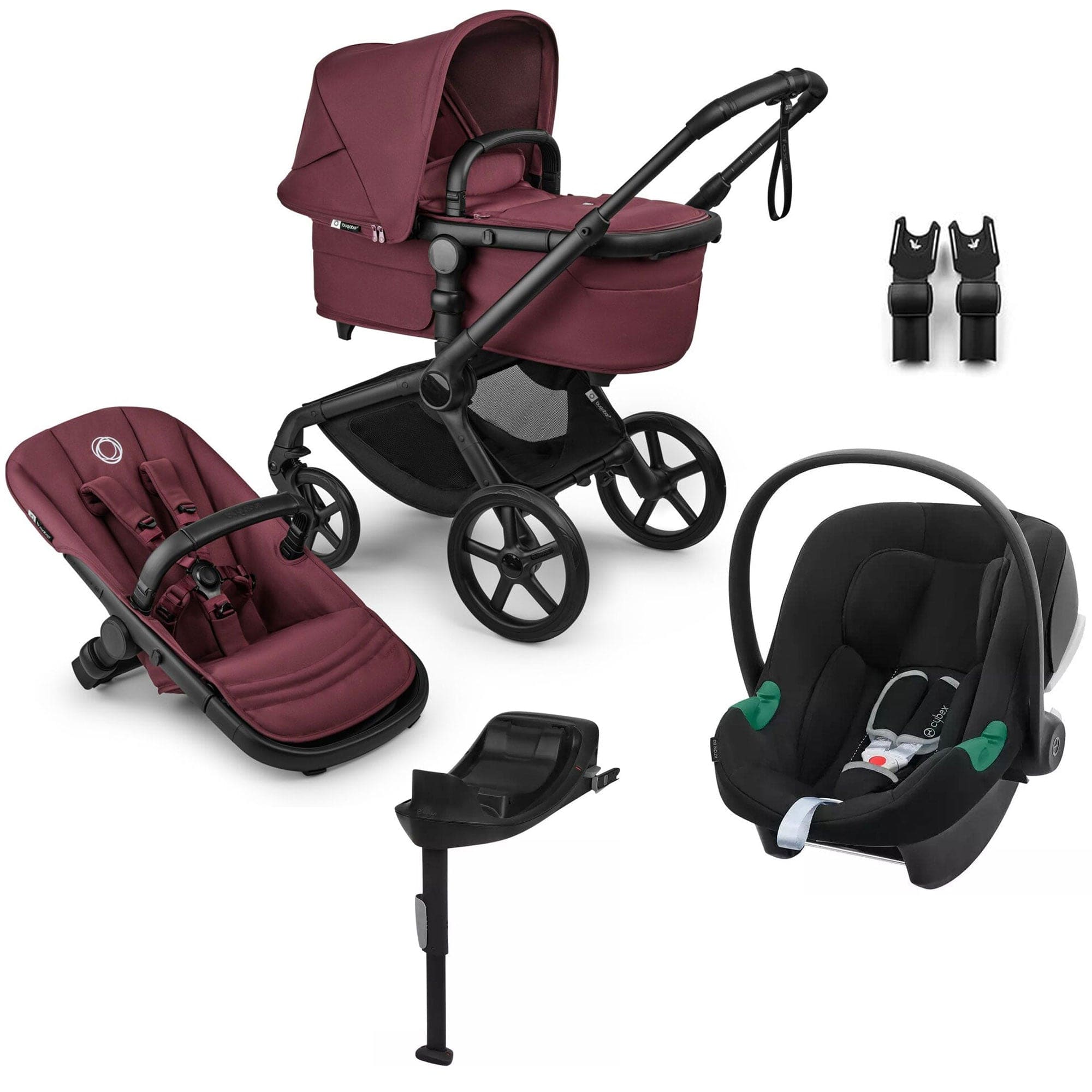 Bugaboo travel systems Bugaboo Fox 5 Renew Cybex Travel System - Dark Cherry 18831-TS-ATO-CHE