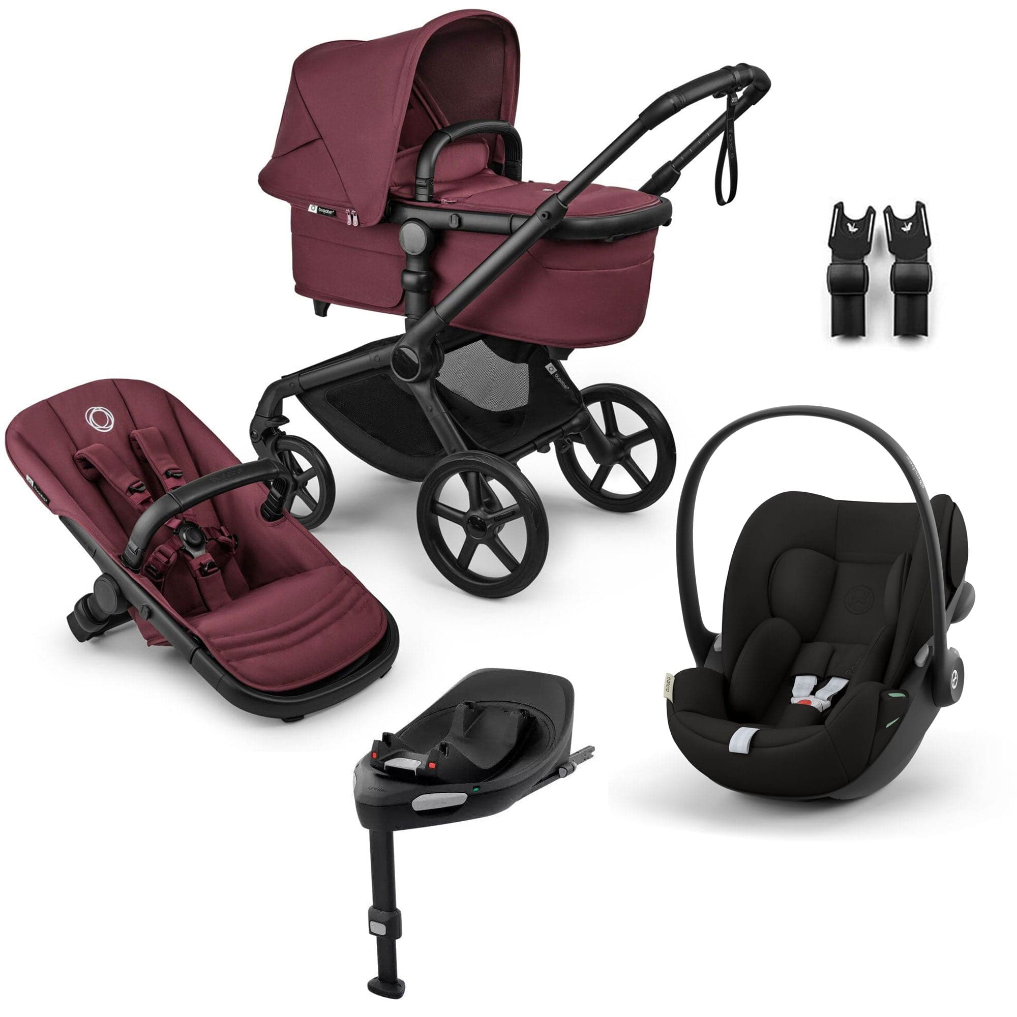 Bugaboo travel systems Bugaboo Fox 5 Renew Cybex Travel System - Dark Cherry 18836-TS-CLG-CHE