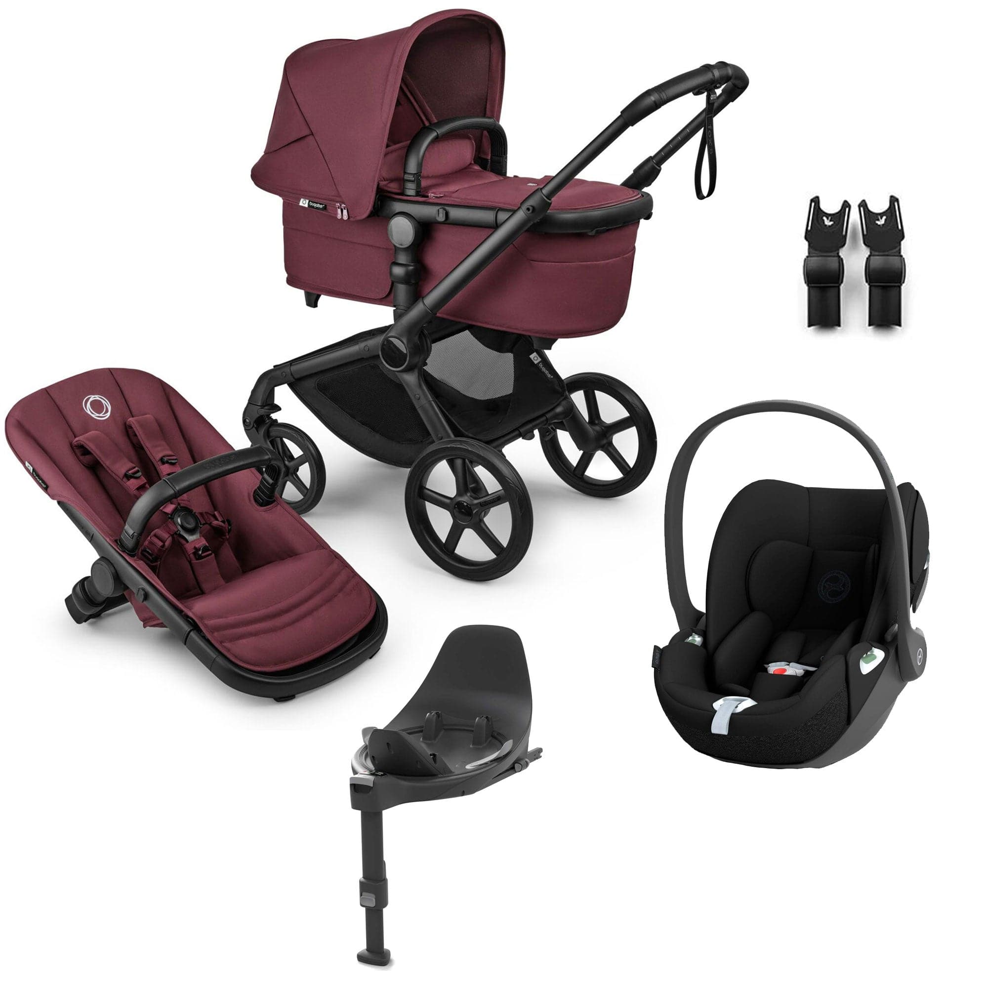 Bugaboo travel systems Bugaboo Fox 5 Renew Cybex Travel System - Dark Cherry 18842-TS-CLT-CHE