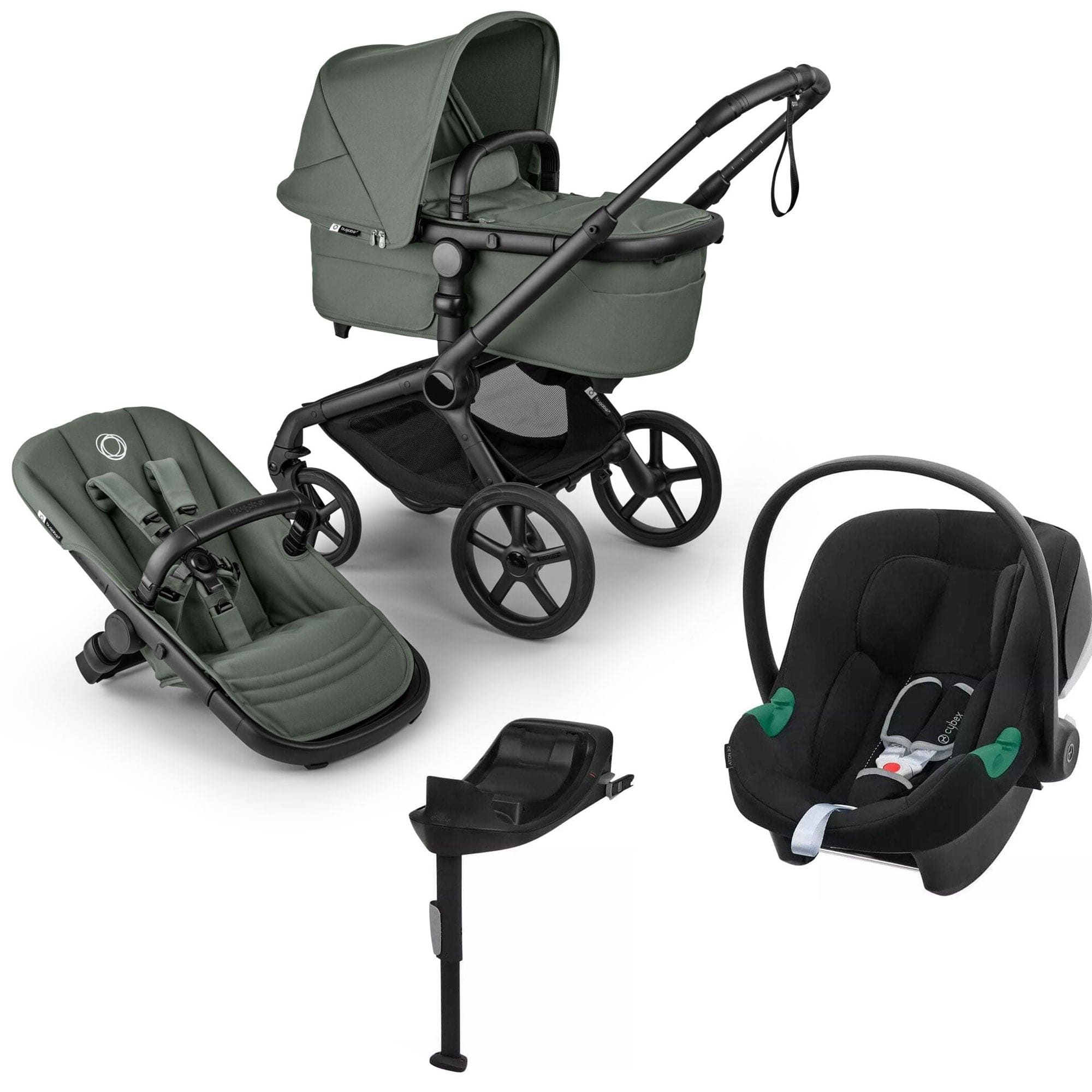 Bugaboo travel systems Bugaboo Fox 5 Renew Cybex Travel System - Forest Green 20518-TS-ATO-GRN
