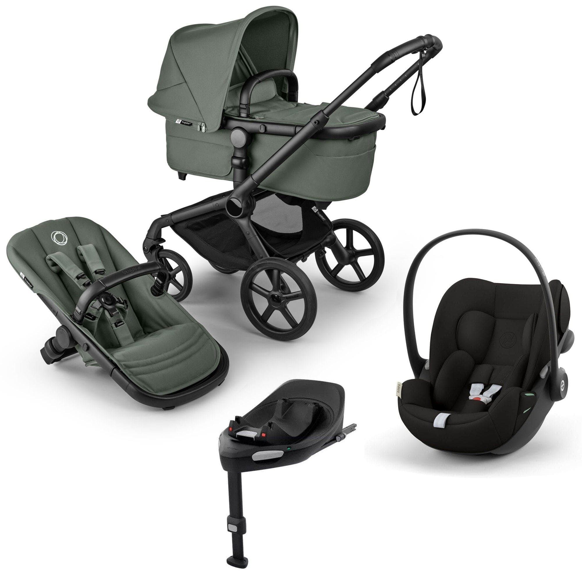 Bugaboo travel systems Bugaboo Fox 5 Renew Cybex Travel System - Forest Green 20518-TS-CLG-GRN