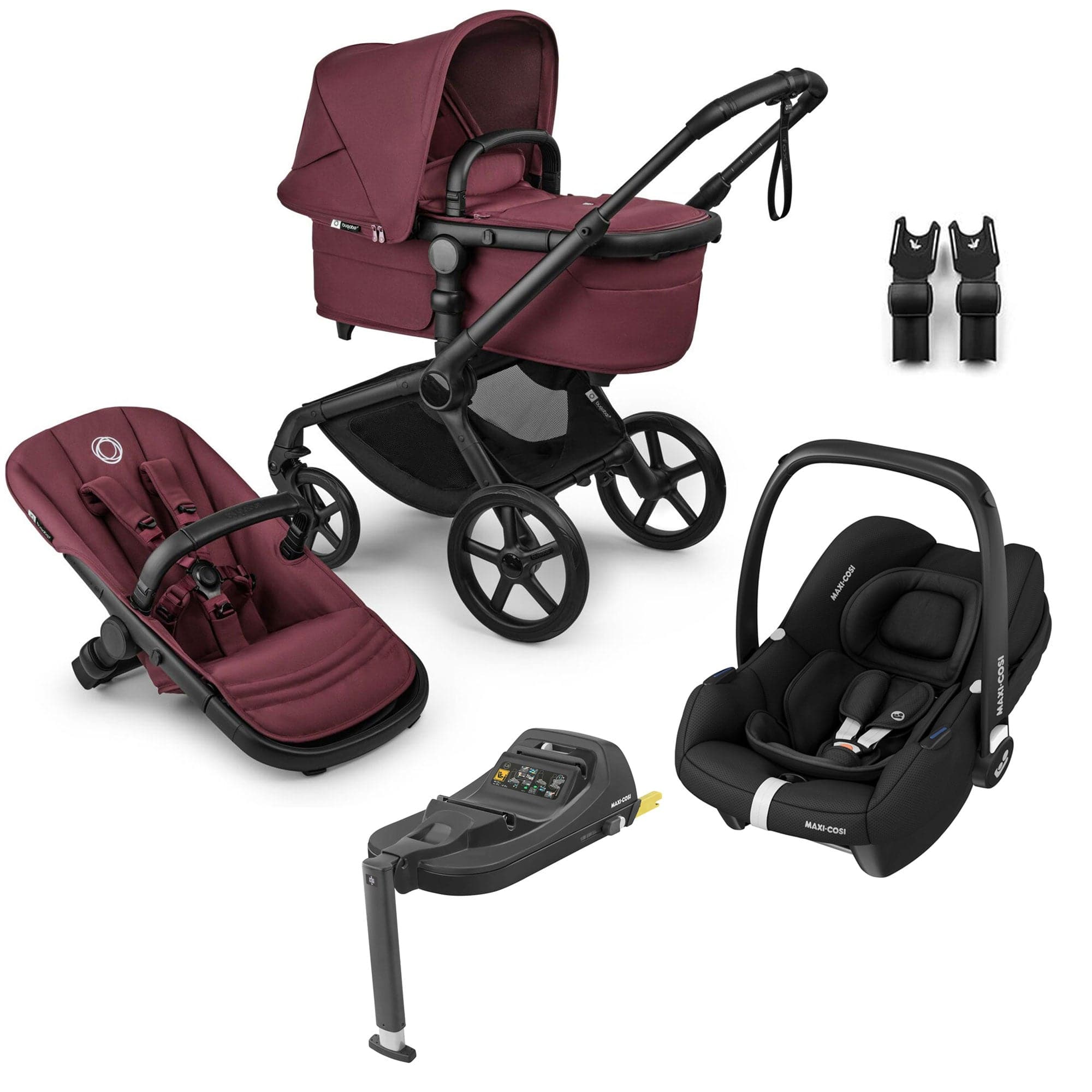 Bugaboo travel systems Bugaboo Fox 5 Renew Maxi-Cosi Travel System - Dark Cherry 18847-TS-CAB-CHE