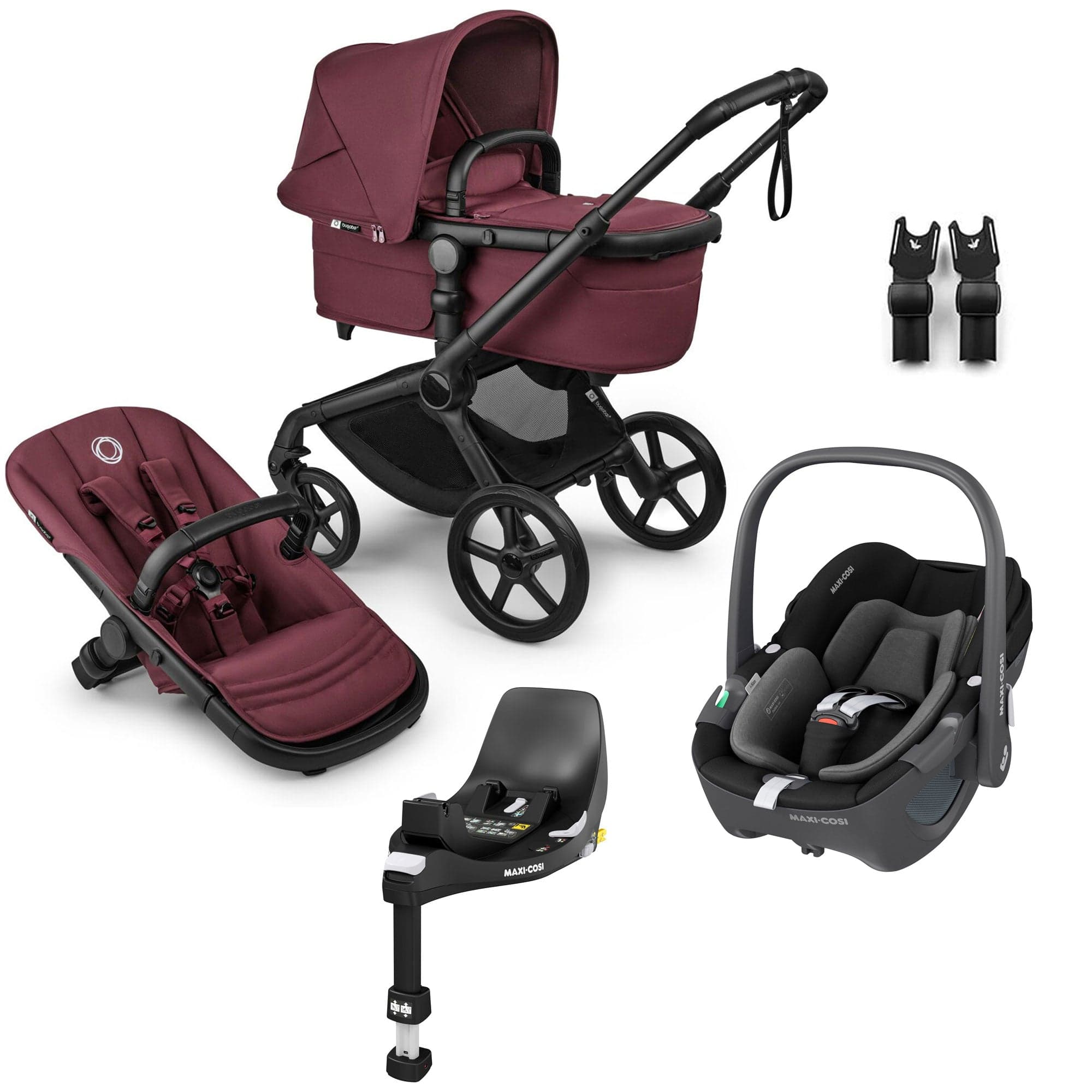 Bugaboo travel systems Bugaboo Fox 5 Renew Maxi-Cosi Travel System - Dark Cherry 18858-TS-PEB-CHE