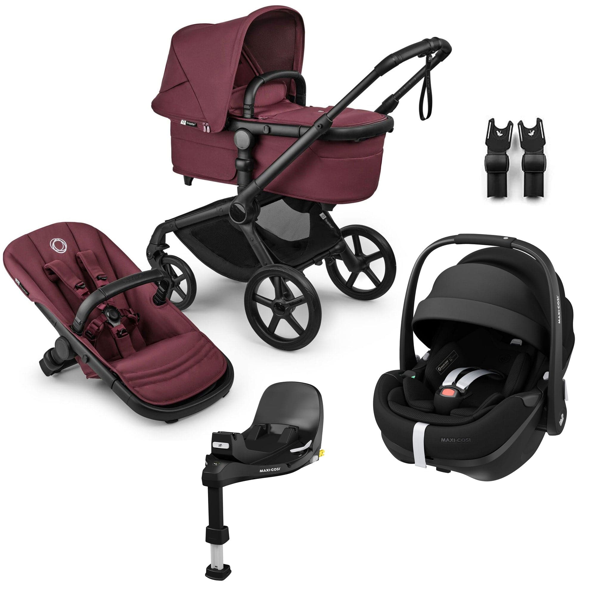 Bugaboo travel systems Bugaboo Fox 5 Renew Maxi-Cosi Travel System - Dark Cherry 18863-TS-PV2-CHE