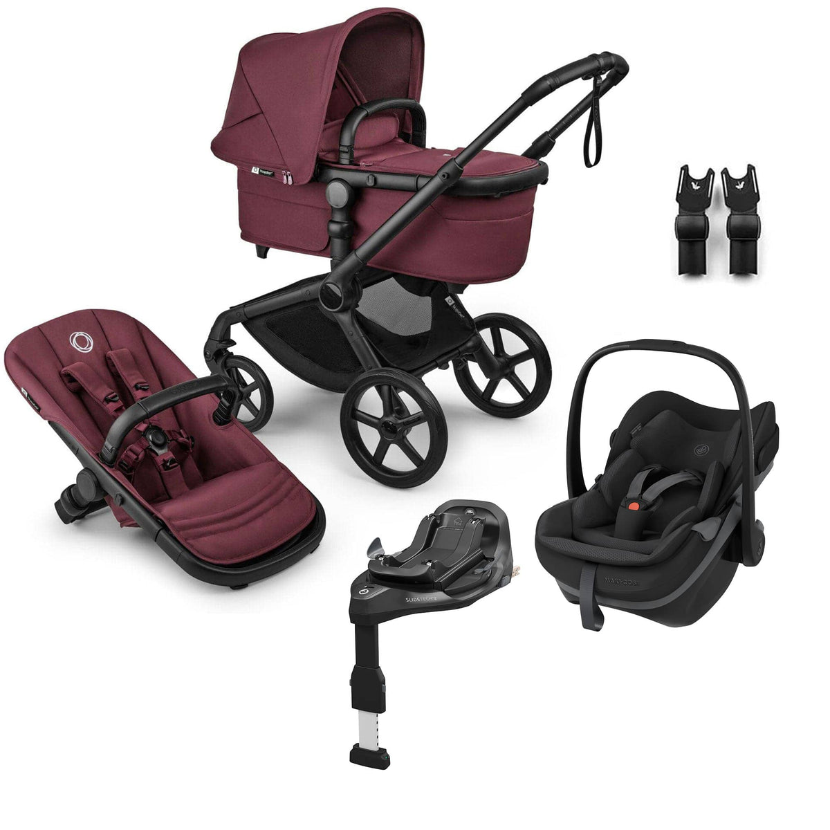 Bugaboo travel systems Bugaboo Fox 5 Renew Maxi-Cosi Travel System - Dark Cherry 23573-TS-PBS-CHE
