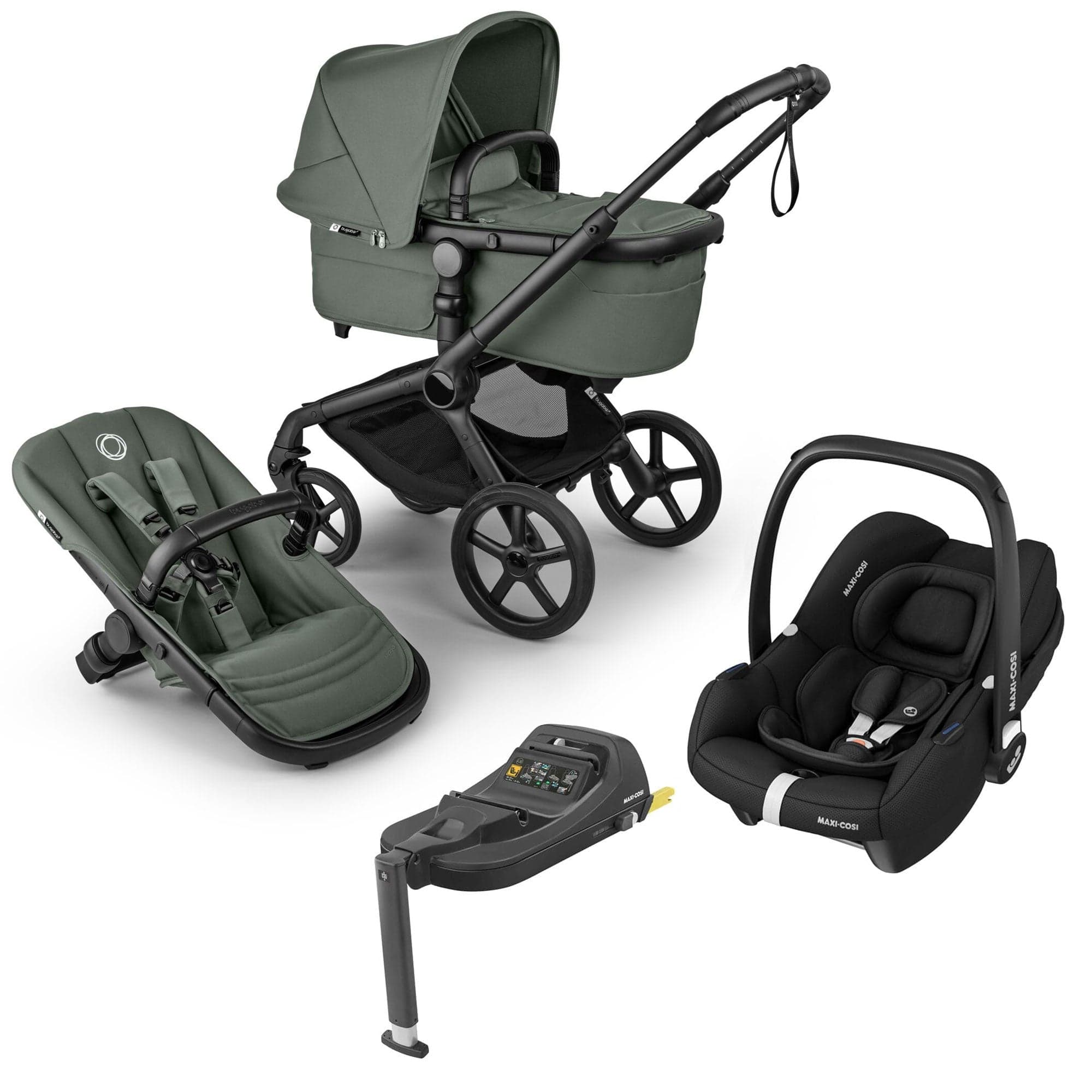Bugaboo travel systems Bugaboo Fox 5 Renew Maxi-Cosi Travel System - Forest Green 20518-TS-CAB-GRN