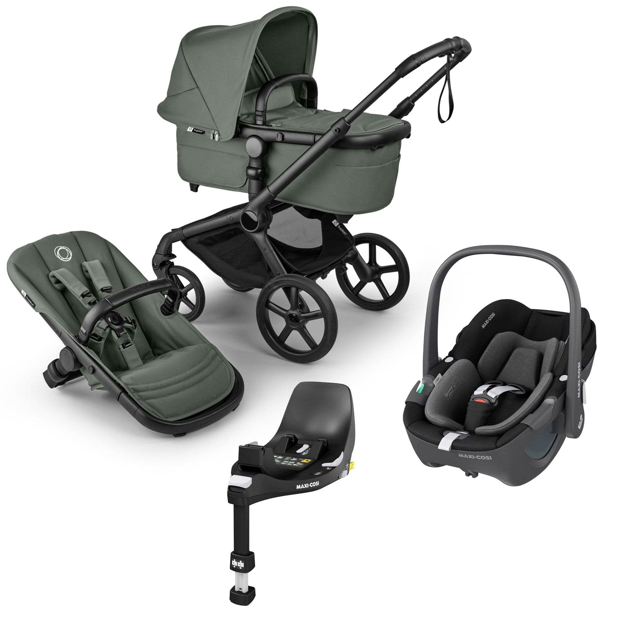 Bugaboo travel systems Bugaboo Fox 5 Renew Maxi-Cosi Travel System - Forest Green 20518-TS-PEB-GRN