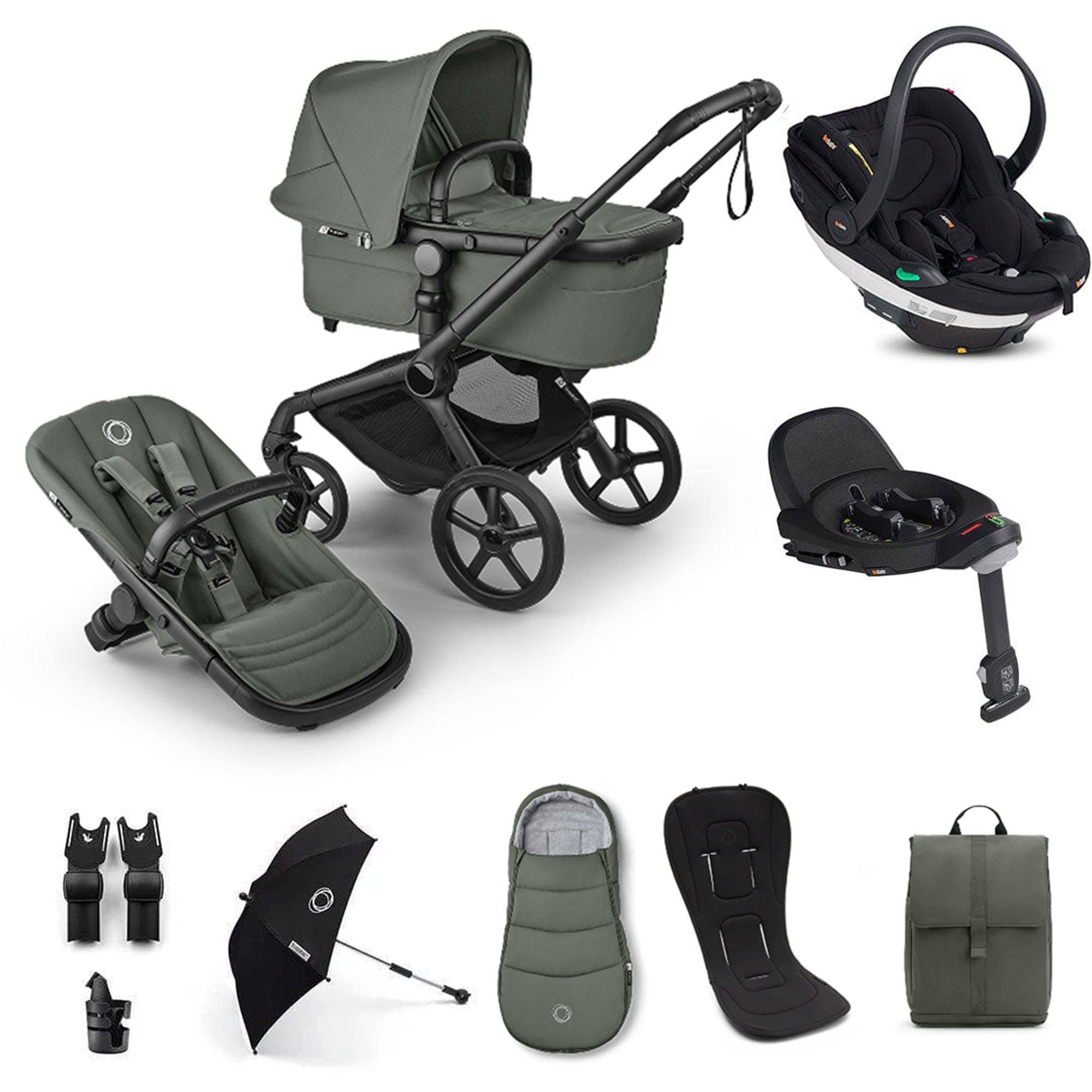 Bugaboo travel systems Bugaboo Fox 5 Renew Ultimate BeSafe Bundle - Forest Green 20510-ULT-BEY-GRN