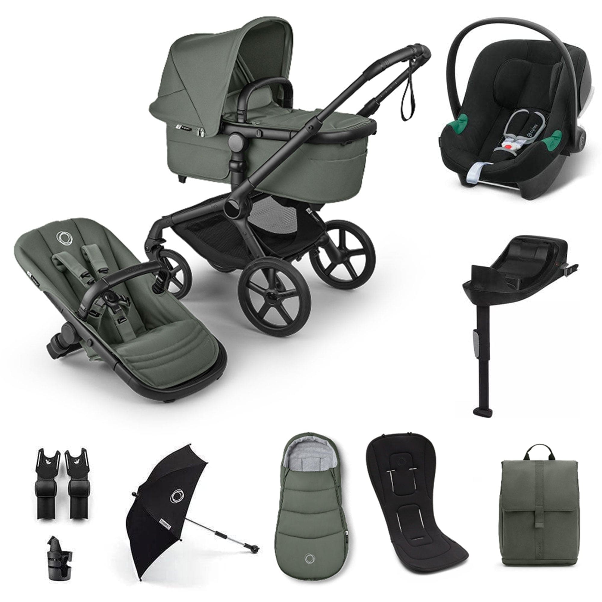Bugaboo travel systems Bugaboo Fox 5 Renew Ultimate Cybex Bundle - Forest Green 20510-ULT-ATO-GRN