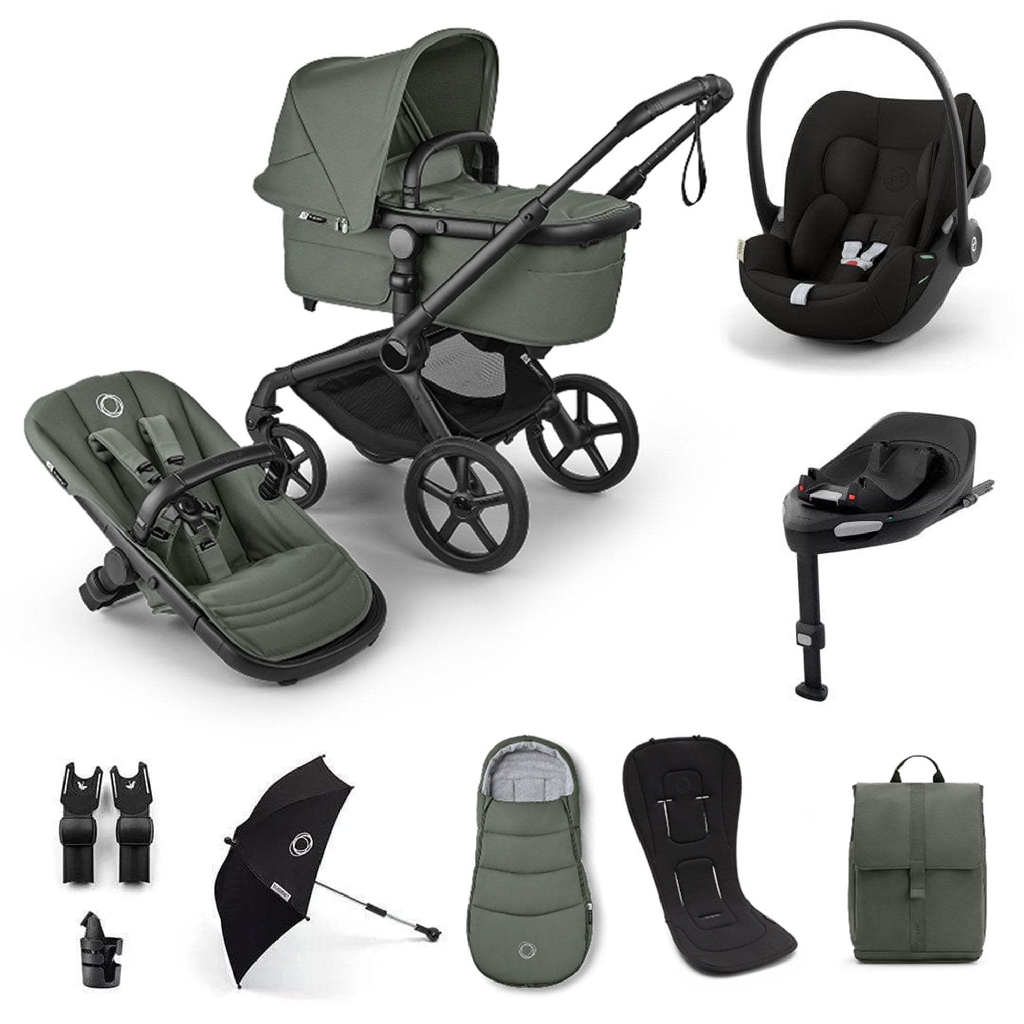 Bugaboo travel systems Bugaboo Fox 5 Renew Ultimate Cybex Bundle - Forest Green 20510-ULT-CLG-GRN