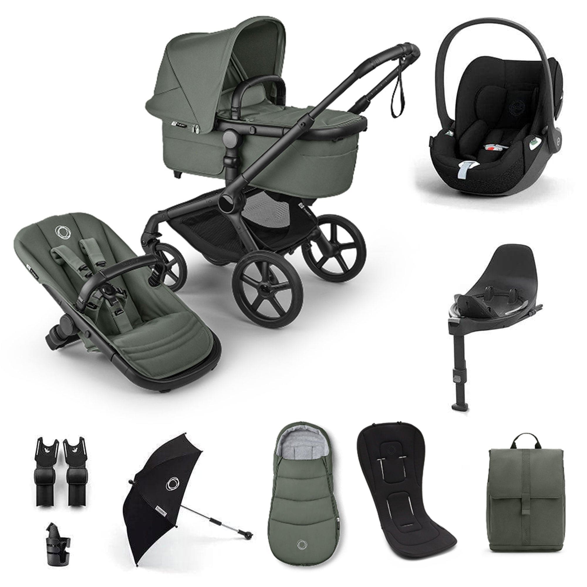 Bugaboo travel systems Bugaboo Fox 5 Renew Ultimate Cybex Bundle - Forest Green 20510-ULT-CLT-GRN
