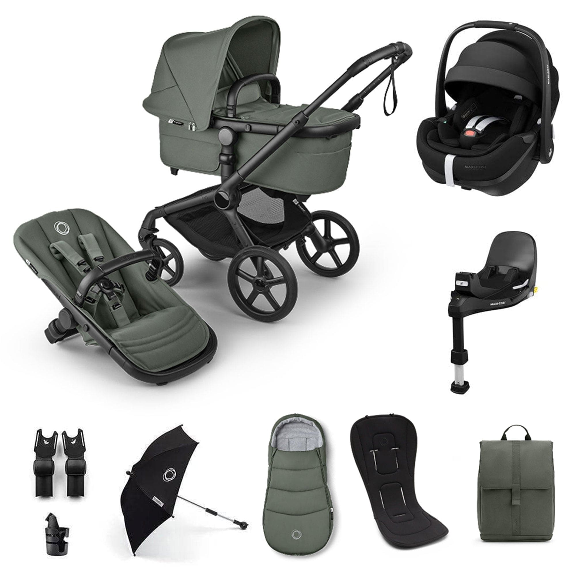 Bugaboo travel systems Bugaboo Fox 5 Renew Ultimate Maxi-Cosi Bundle - Forest Green 20510-ULT-PV2-GRN