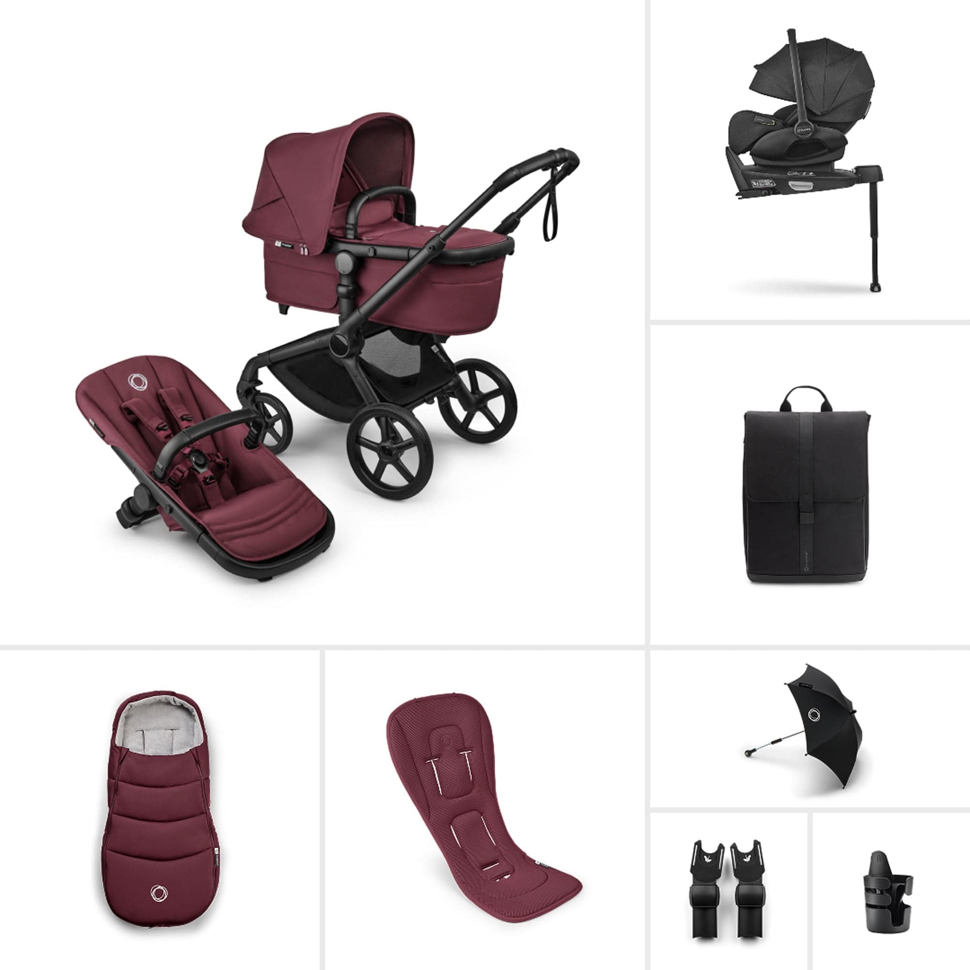Bugaboo travel systems Bugaboo Fox 5 Renew Ultimate Newborn Bundle - Dark Cherry 18785-ULT-NEW-CHE