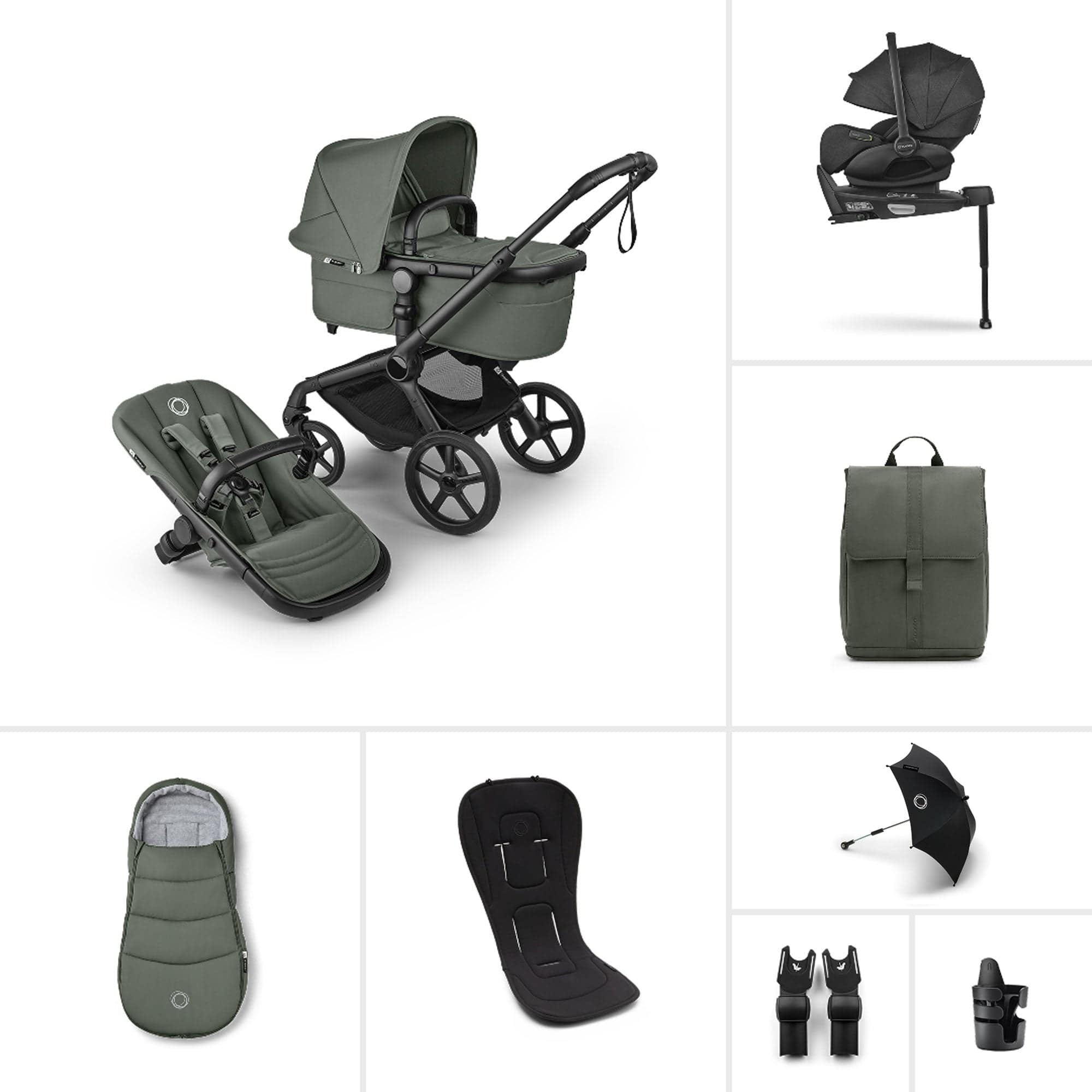 Bugaboo travel systems Bugaboo Fox 5 Renew Ultimate Newborn Bundle - Forest Green 20510-ULT-NEW-GRN