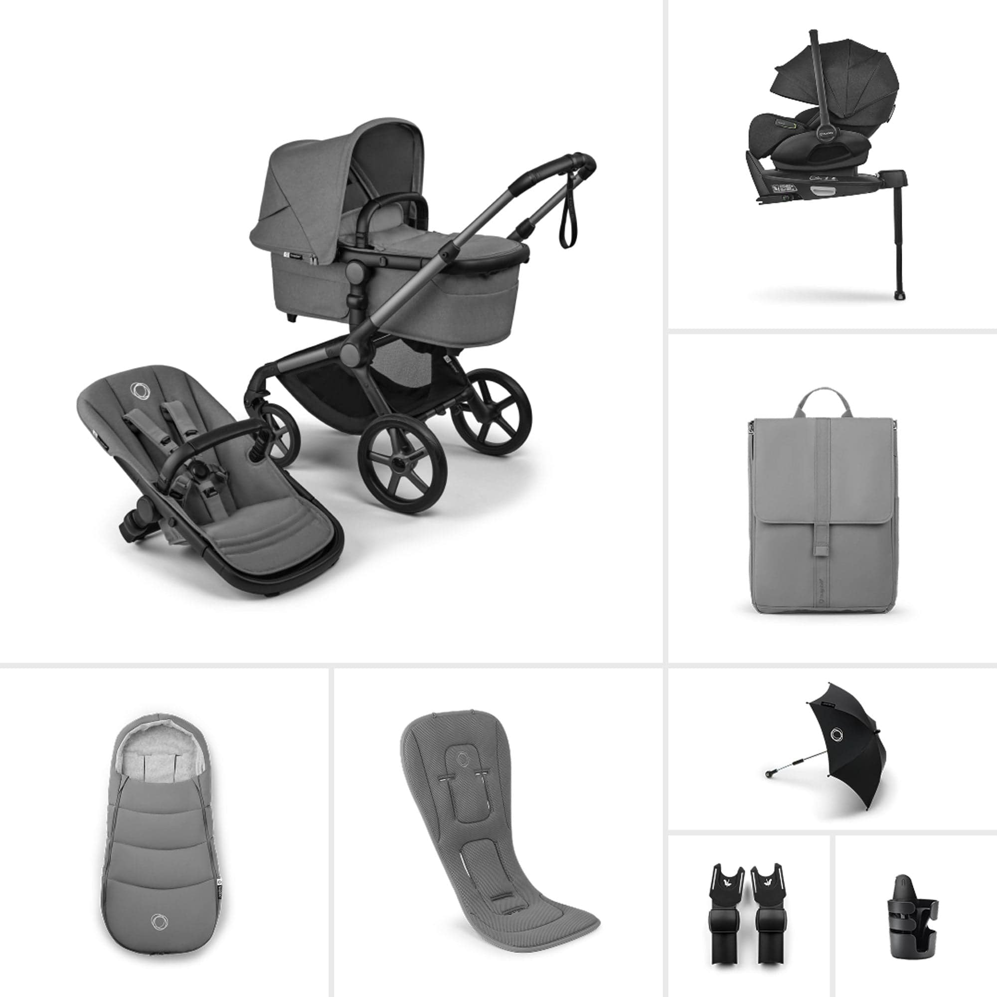 Bugaboo travel systems Bugaboo Fox 5 Renew Ultimate Newborn Bundle - Moon Grey 18786-ULT-NEW-GRE