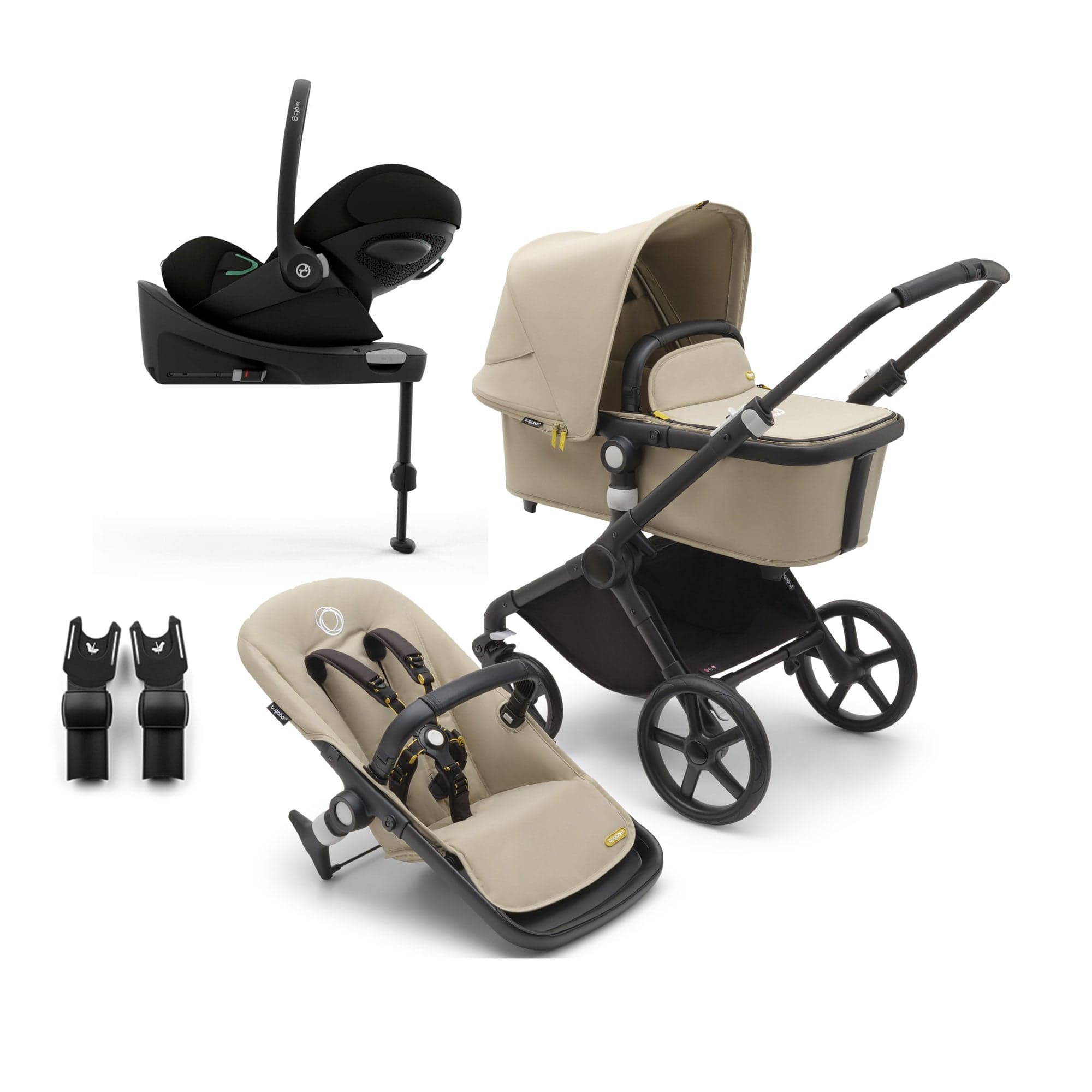 Bugaboo travel systems Bugaboo Fox Cub Cybex Travel System - Black/Desert Beige 19983-FXCB-CLG