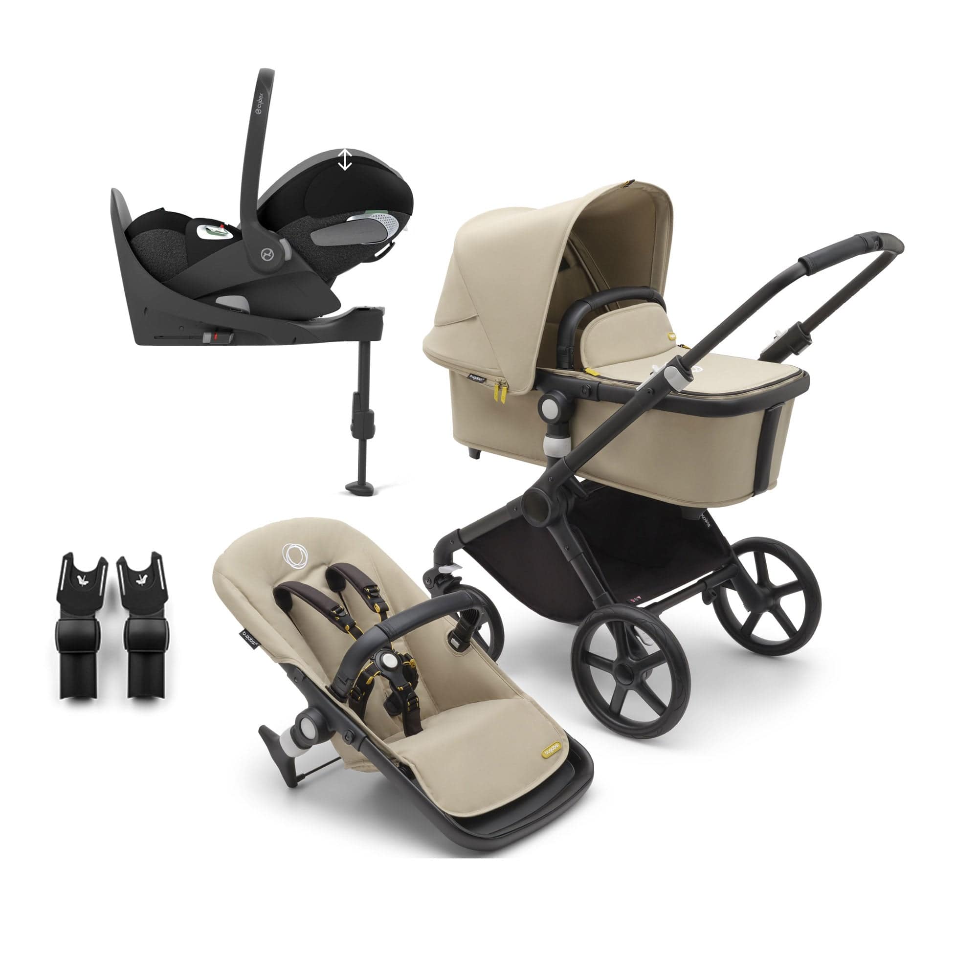 Bugaboo travel systems Bugaboo Fox Cub Cybex Travel System - Black/Desert Beige 19983-FXCB-CLT