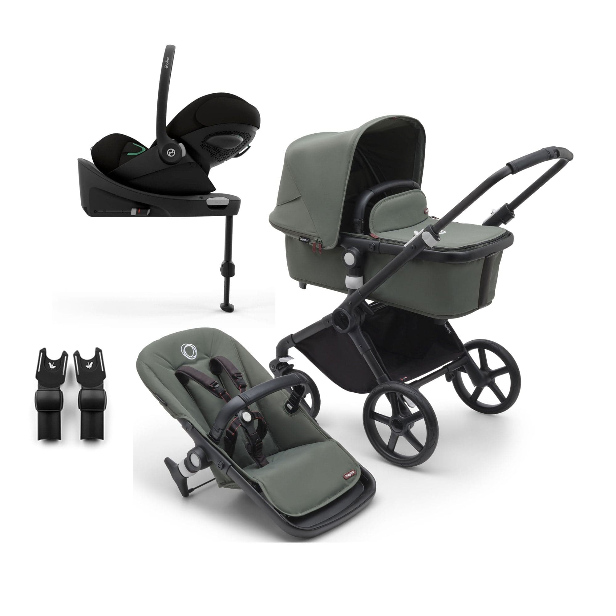 Bugaboo travel systems Bugaboo Fox Cub Cybex Travel System - Black/Forest Green 19989-FXCB-CLG