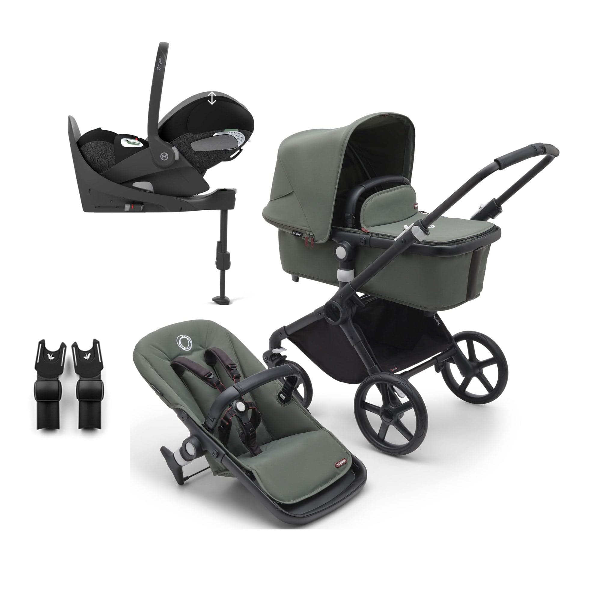 Bugaboo travel systems Bugaboo Fox Cub Cybex Travel System - Black/Forest Green 19989-FXCB-CLT