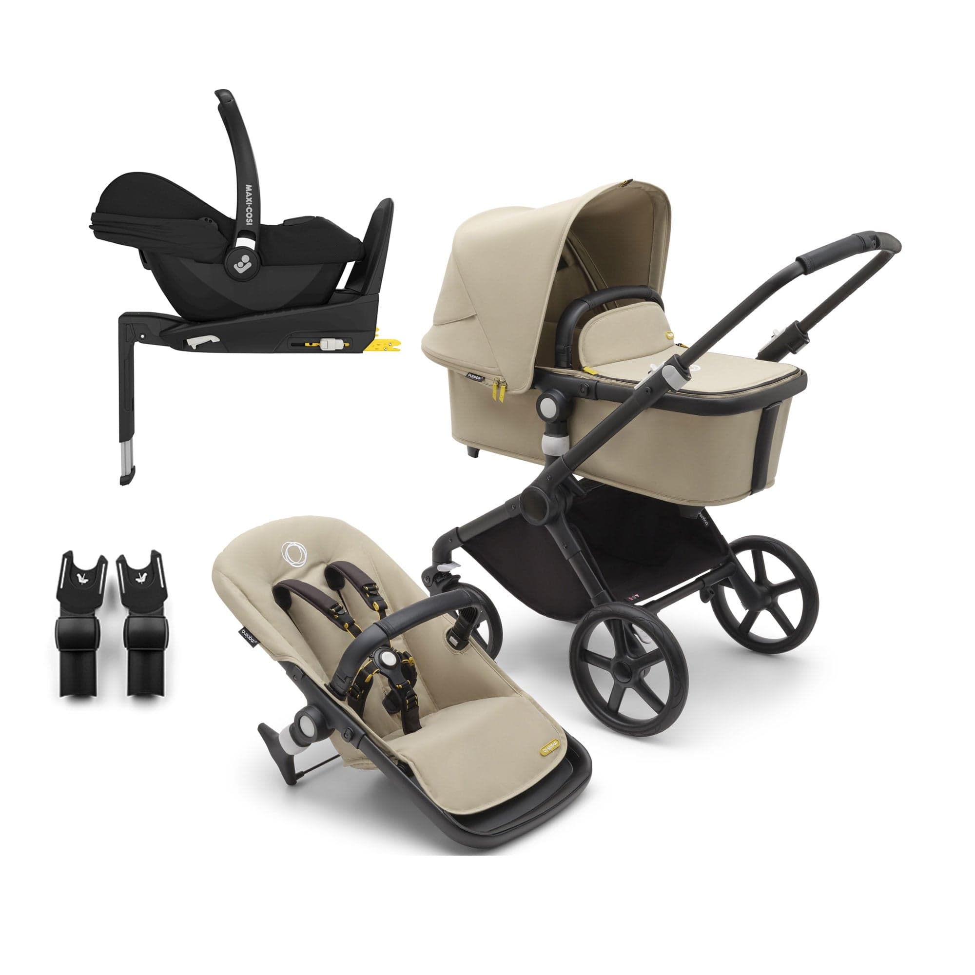 Bugaboo travel systems Bugaboo Fox Cub Maxi-Cosi Travel System - Black/Desert Beige 19968-FXCB-CAB