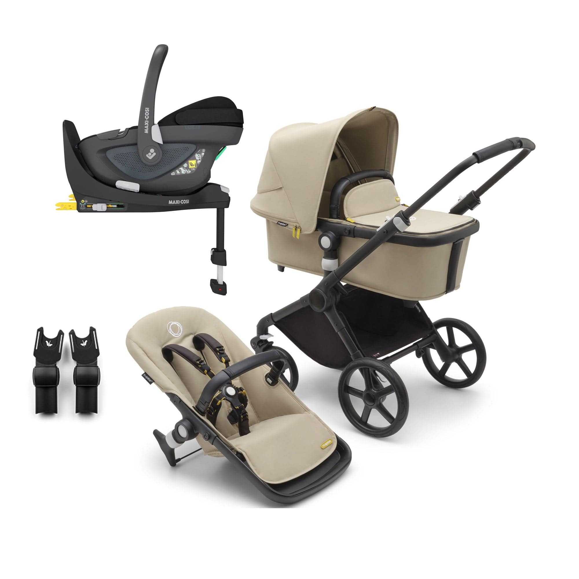 Bugaboo travel systems Bugaboo Fox Cub Maxi-Cosi Travel System - Black/Desert Beige 19968-FXCB-PEB
