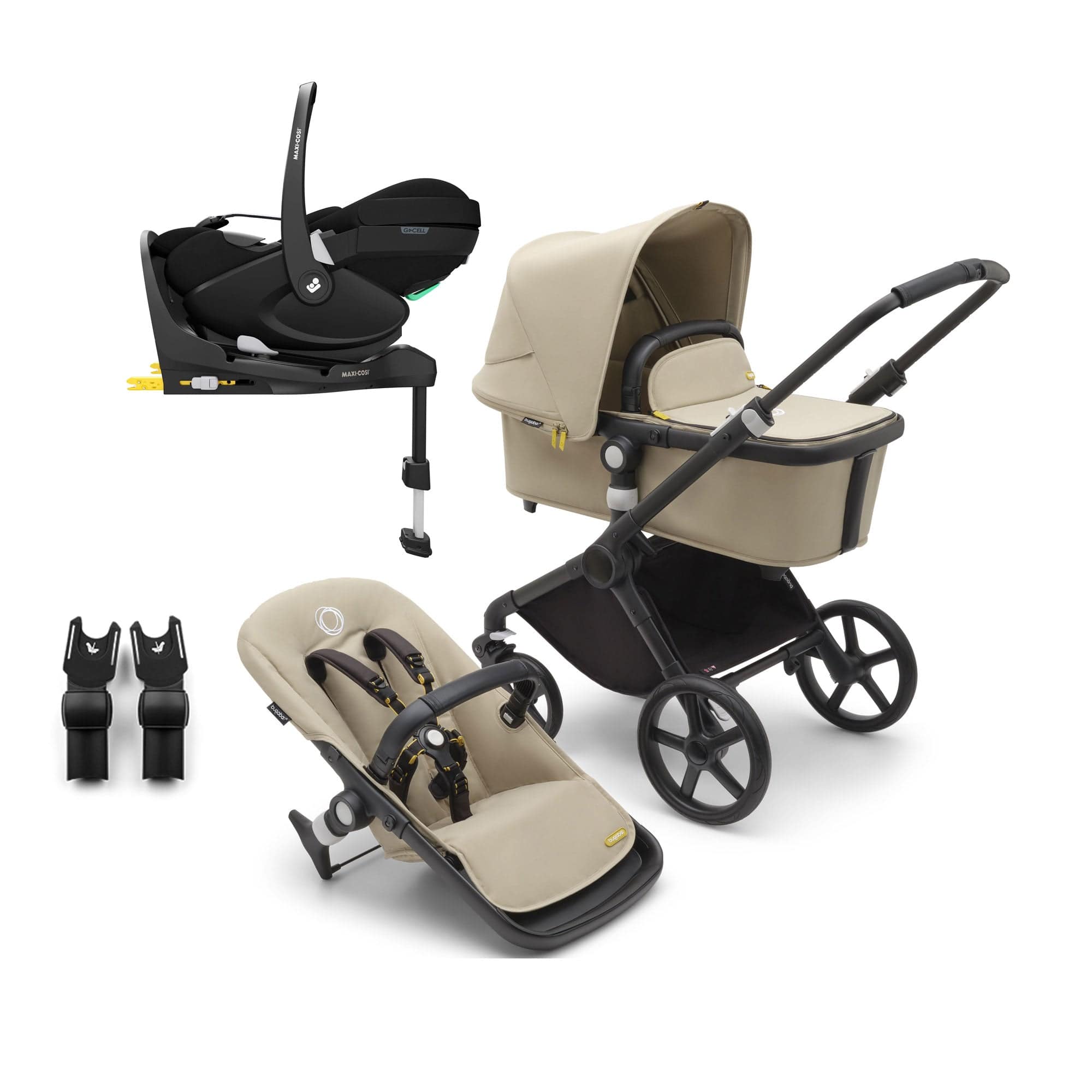 Bugaboo travel systems Bugaboo Fox Cub Maxi-Cosi Travel System - Black/Desert Beige 19968-FXCB-PV2