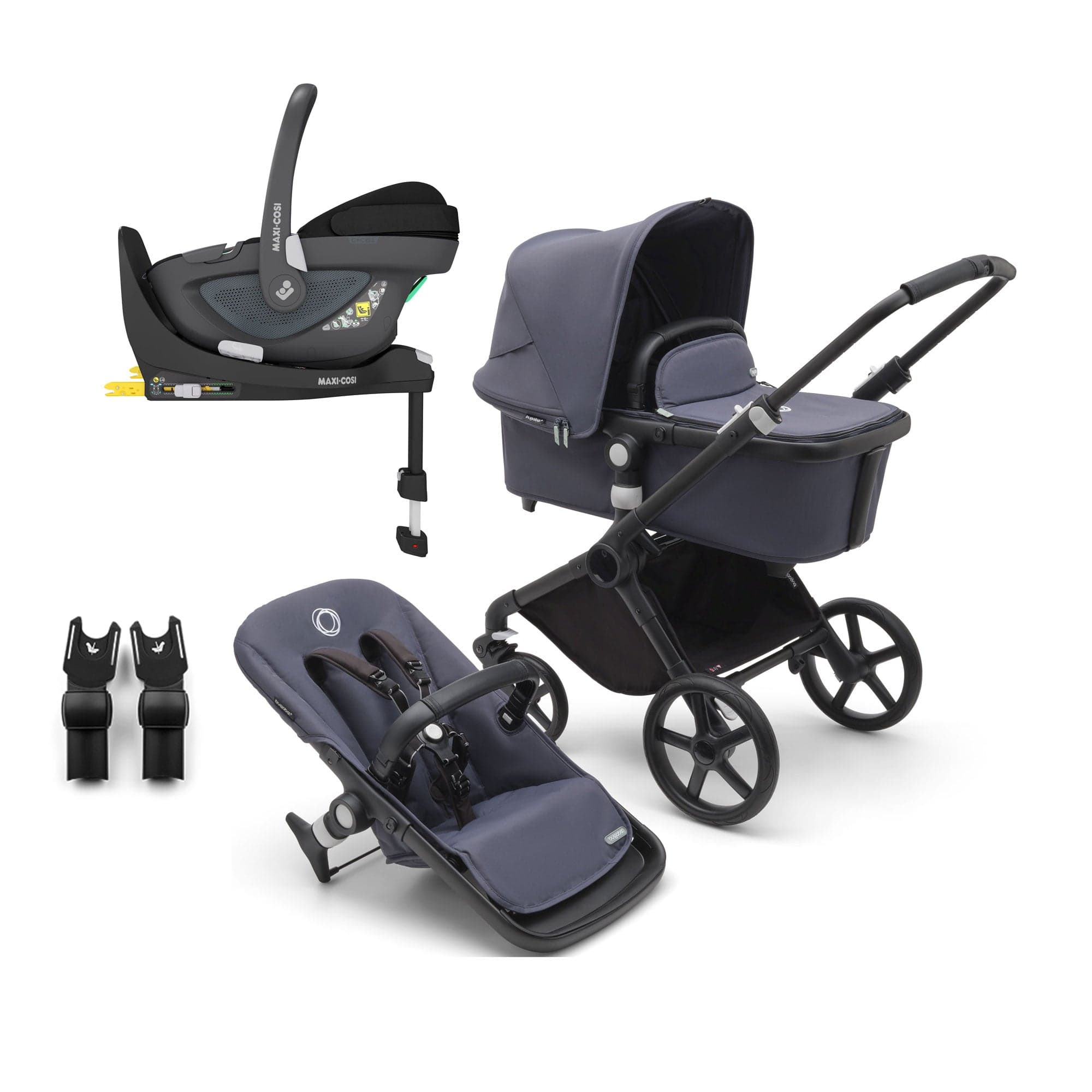 Bugaboo travel systems Bugaboo Fox Cub Maxi-Cosi Travel System - Black/Stormy Blue 19977-FXCB-PEB