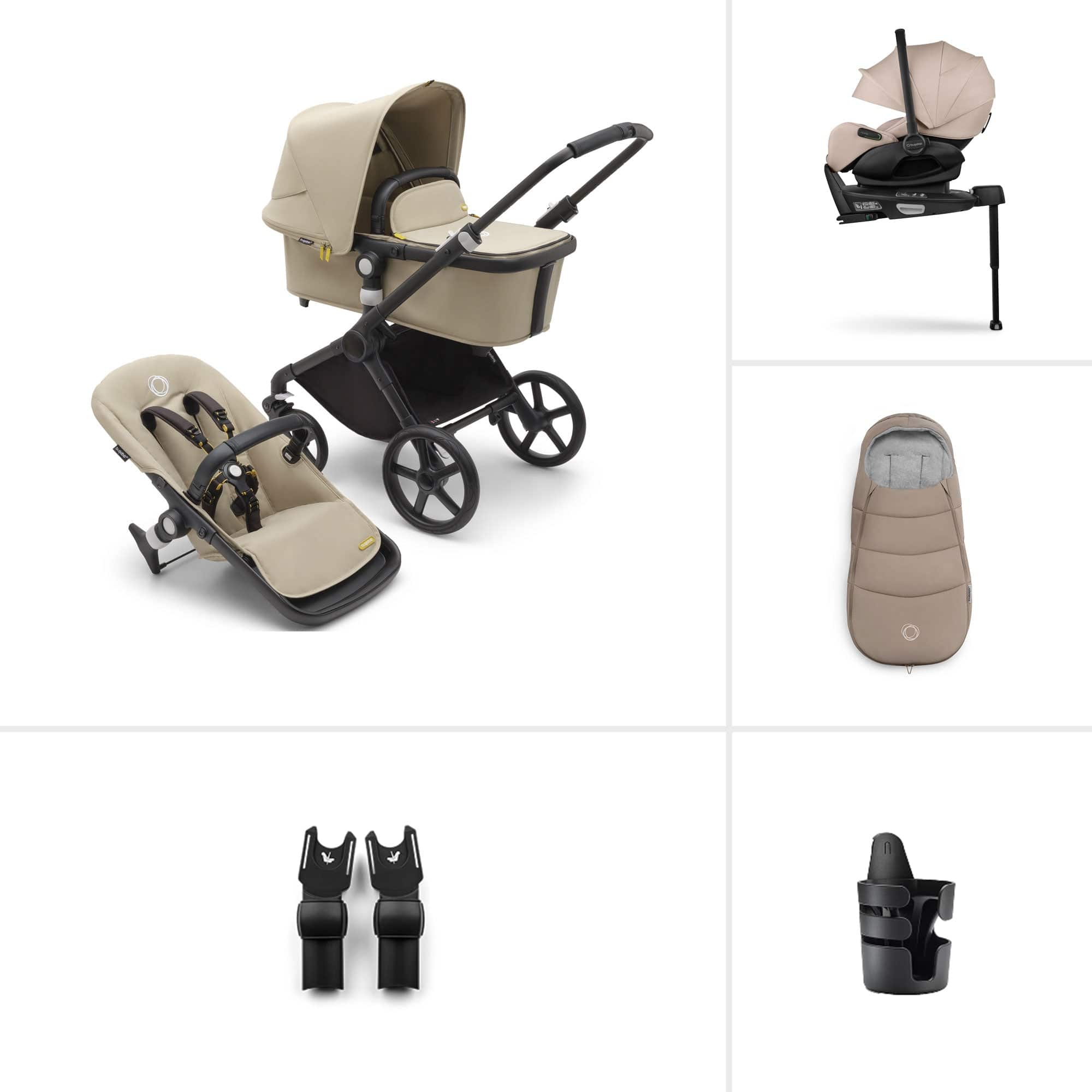 Bugaboo travel systems Bugaboo Fox Cub Ultimate Newborn Bundle - Black/Desert Beige 20355-FXCB-ULT-12
