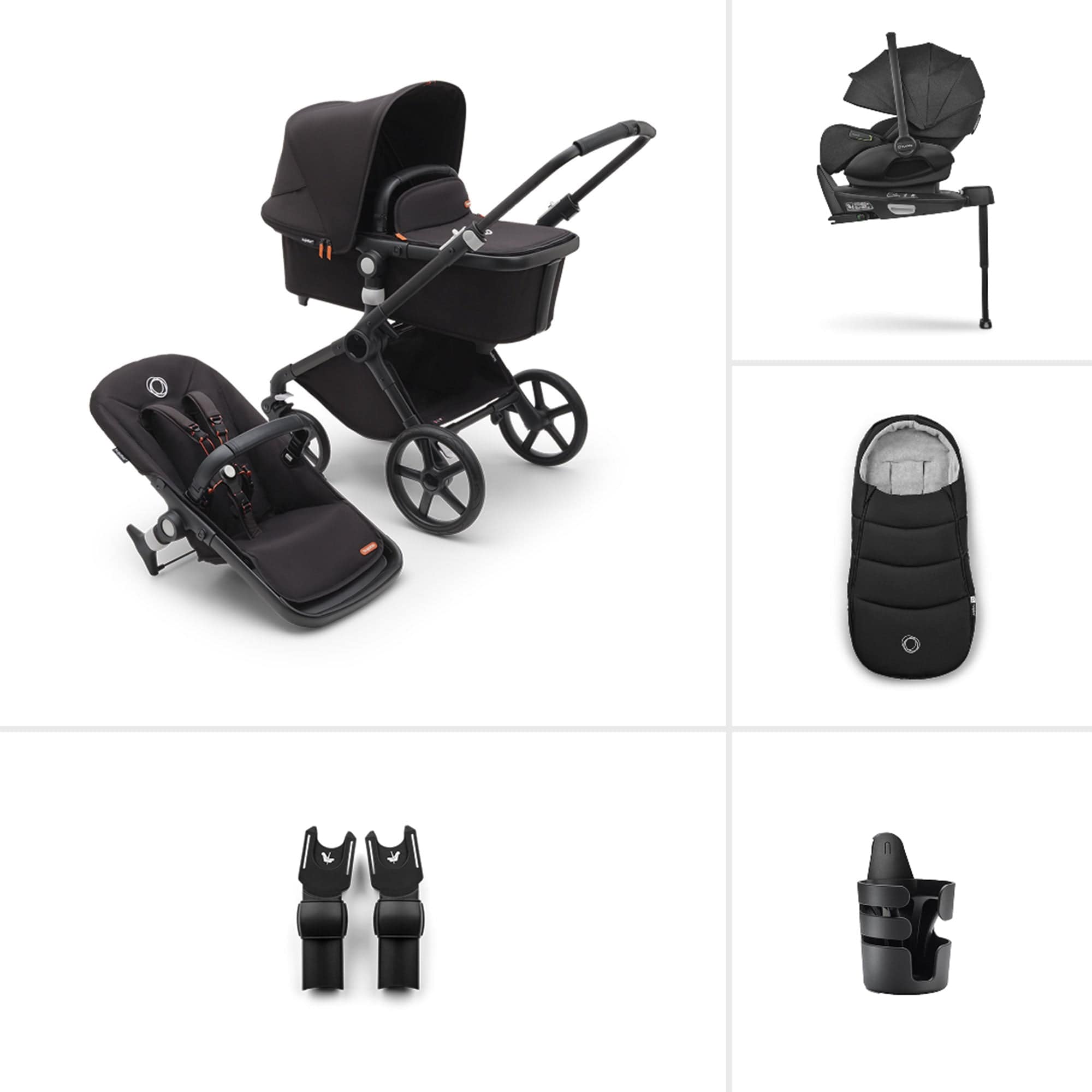 Bugaboo travel systems Bugaboo Fox Cub Ultimate Newborn Bundle - Black/Midnight Black 20355-FXCB-ULT-2