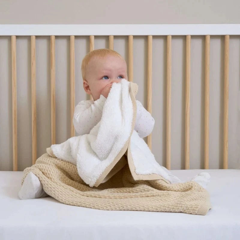 Clair De Lune cot blankets Clair De Lune Organic Sherpa Knit Blanket - Cream CL6635CM