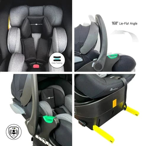 Cozy N Safe baby car seats Cozy N Safe Avalon i-Size 360 40-85cm Carrier & Base - Black/Grey EST10