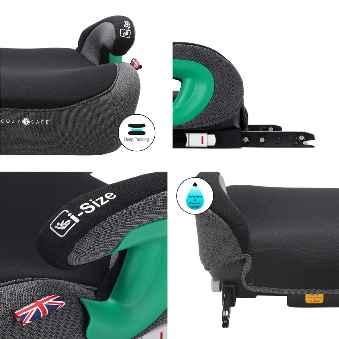 Cozy N Safe highback booster seats Cozy N Safe Astra i-Size 135-150cm Booster - Black EST310